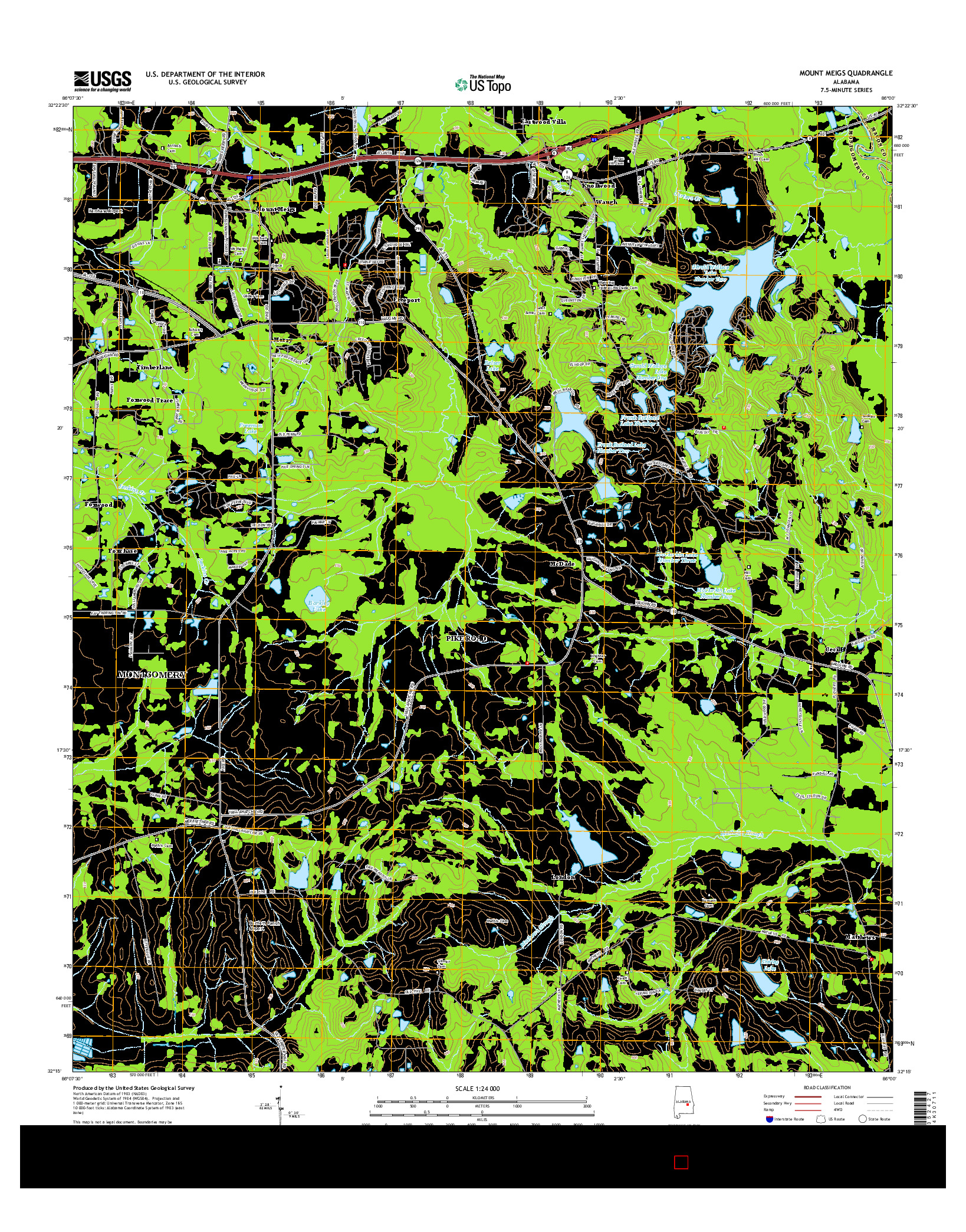 USGS US TOPO 7.5-MINUTE MAP FOR MOUNT MEIGS, AL 2014