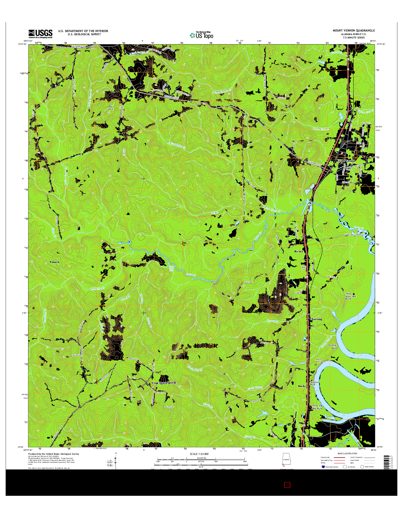 USGS US TOPO 7.5-MINUTE MAP FOR MOUNT VERNON, AL 2014