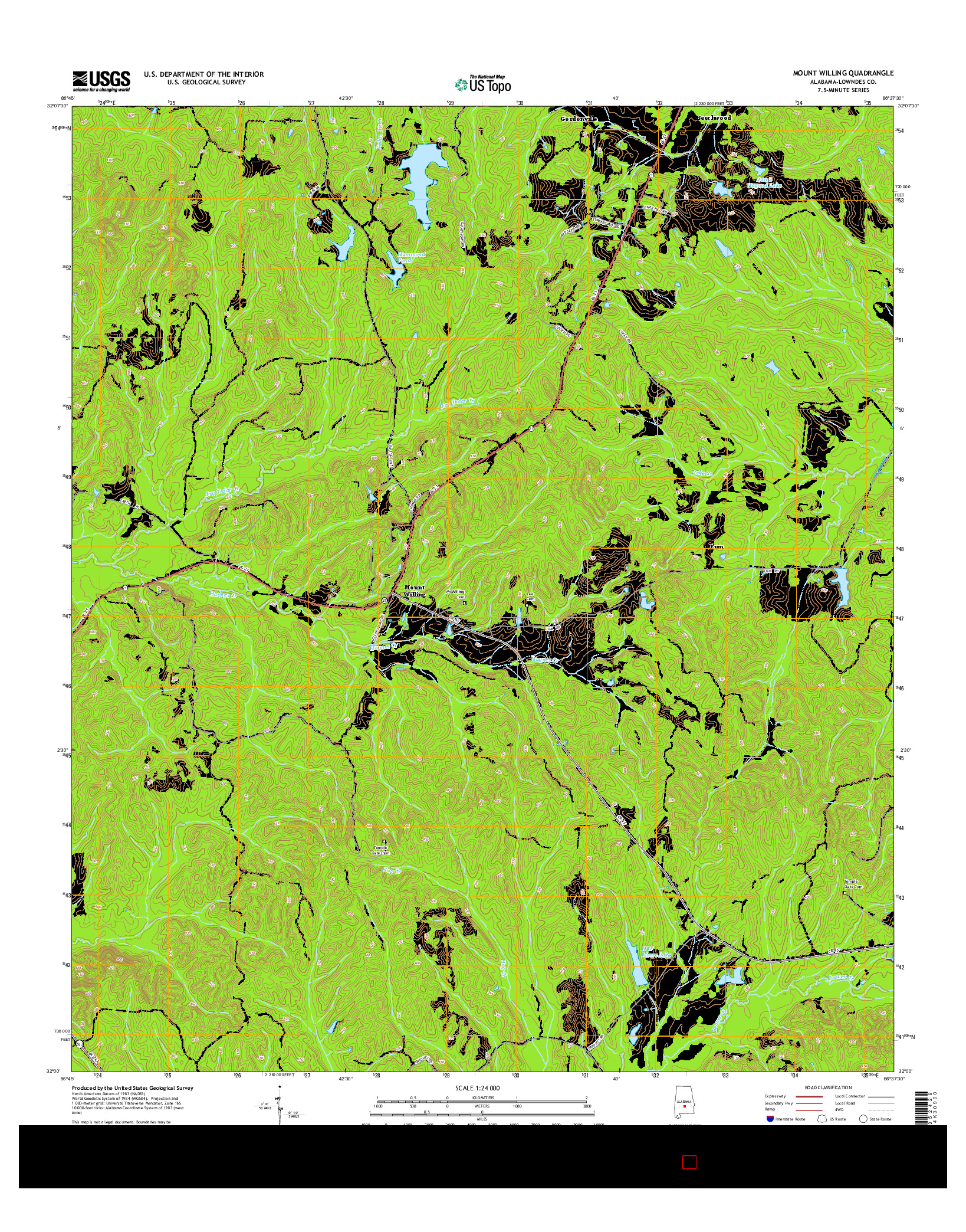 USGS US TOPO 7.5-MINUTE MAP FOR MOUNT WILLING, AL 2014