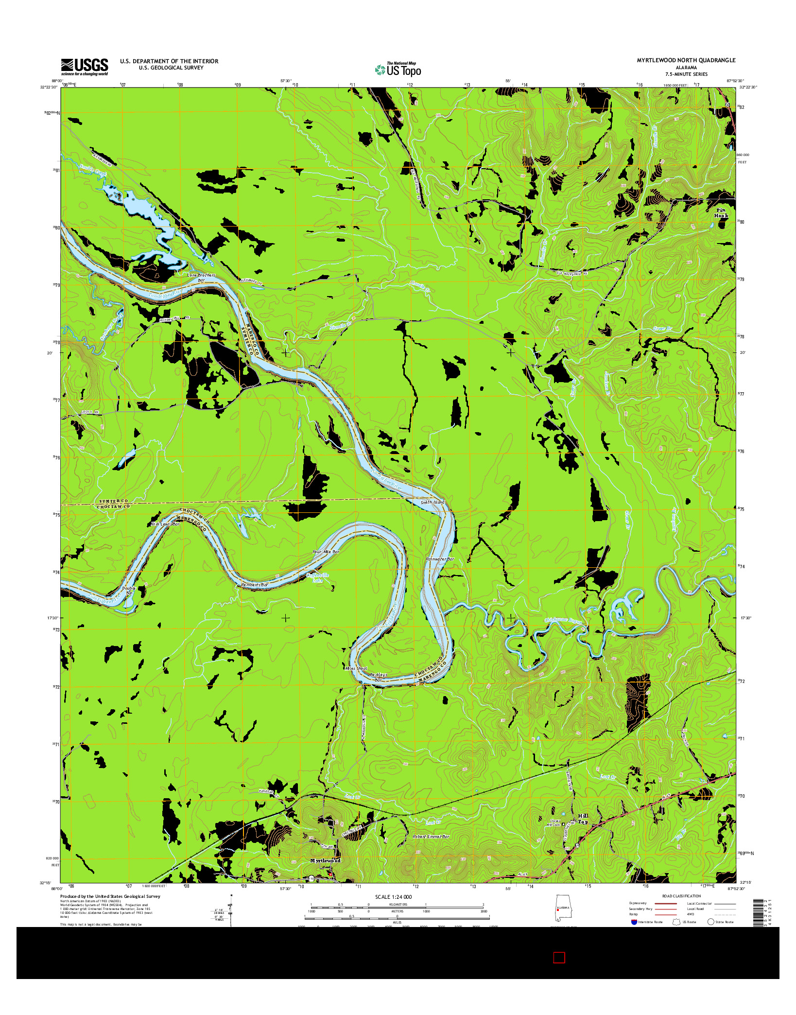 USGS US TOPO 7.5-MINUTE MAP FOR MYRTLEWOOD NORTH, AL 2014