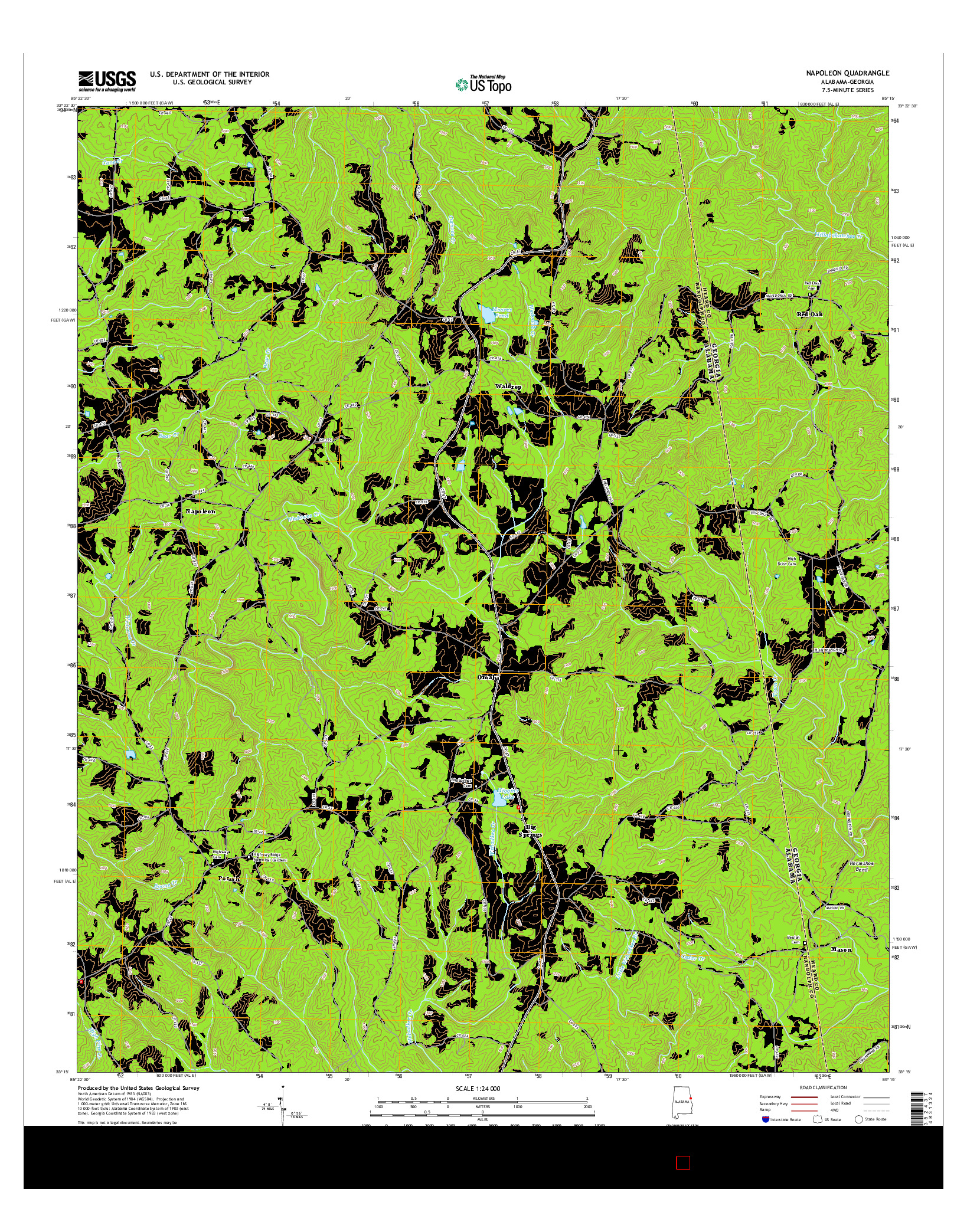 USGS US TOPO 7.5-MINUTE MAP FOR NAPOLEON, AL-GA 2014