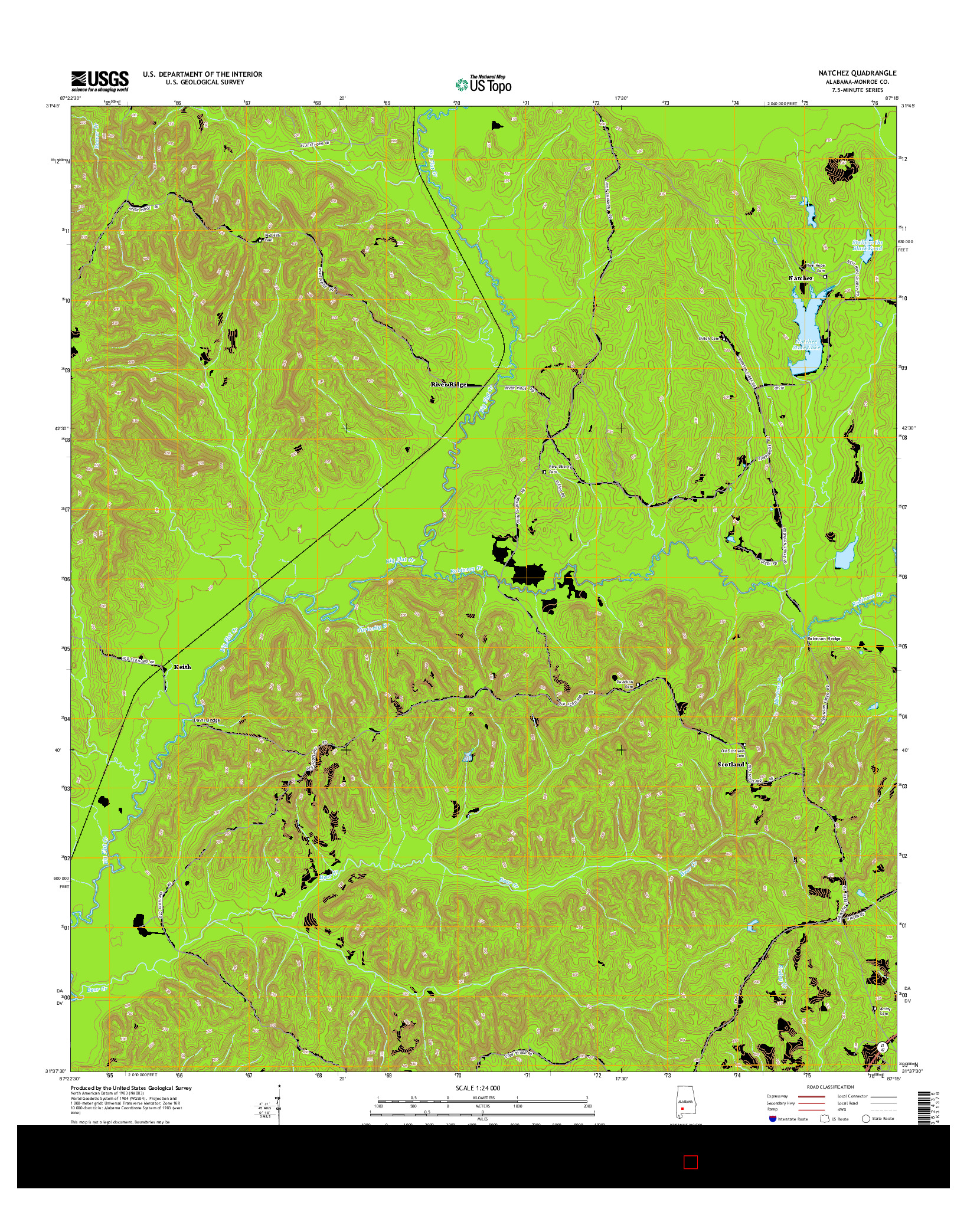 USGS US TOPO 7.5-MINUTE MAP FOR NATCHEZ, AL 2014