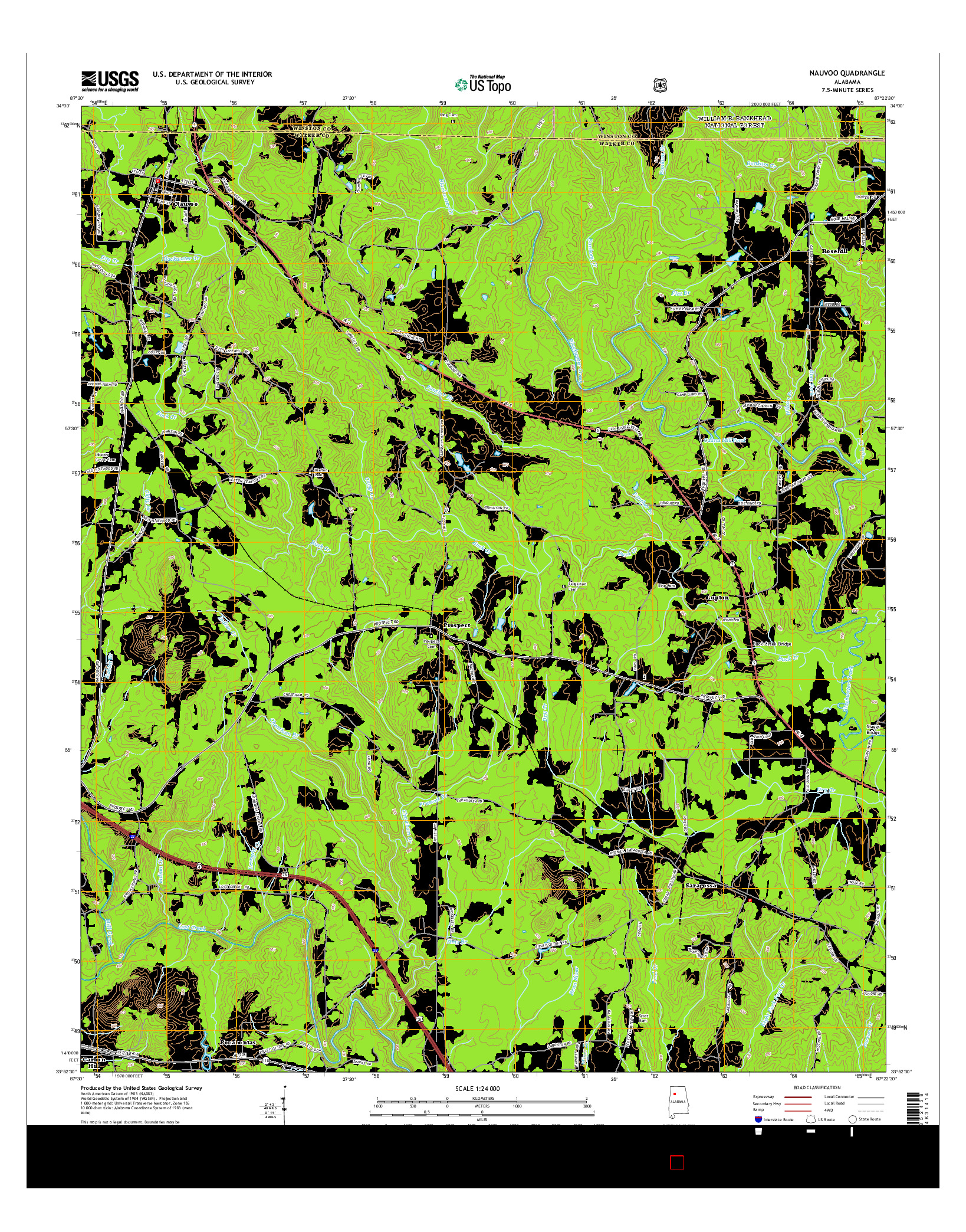 USGS US TOPO 7.5-MINUTE MAP FOR NAUVOO, AL 2014