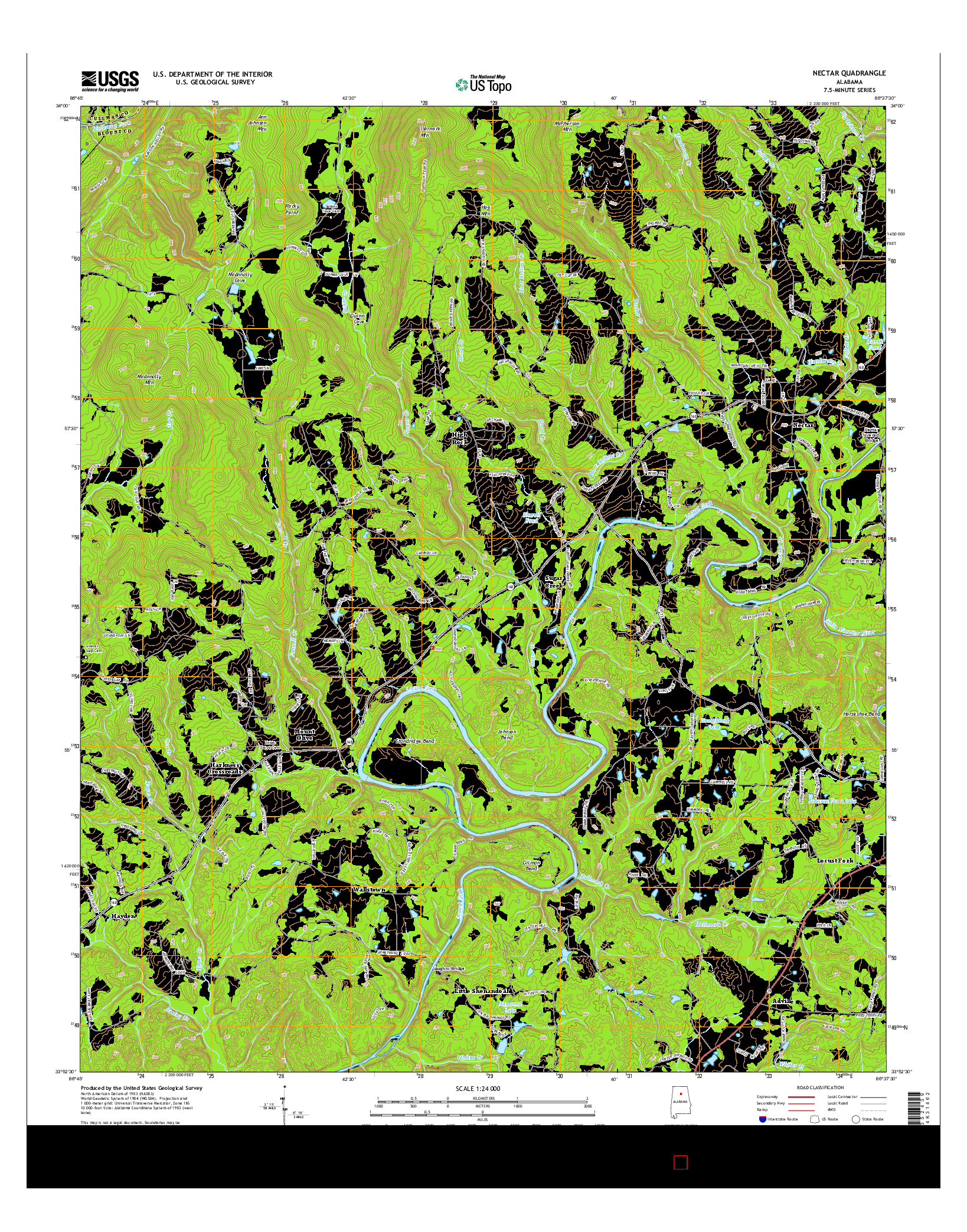 USGS US TOPO 7.5-MINUTE MAP FOR NECTAR, AL 2014