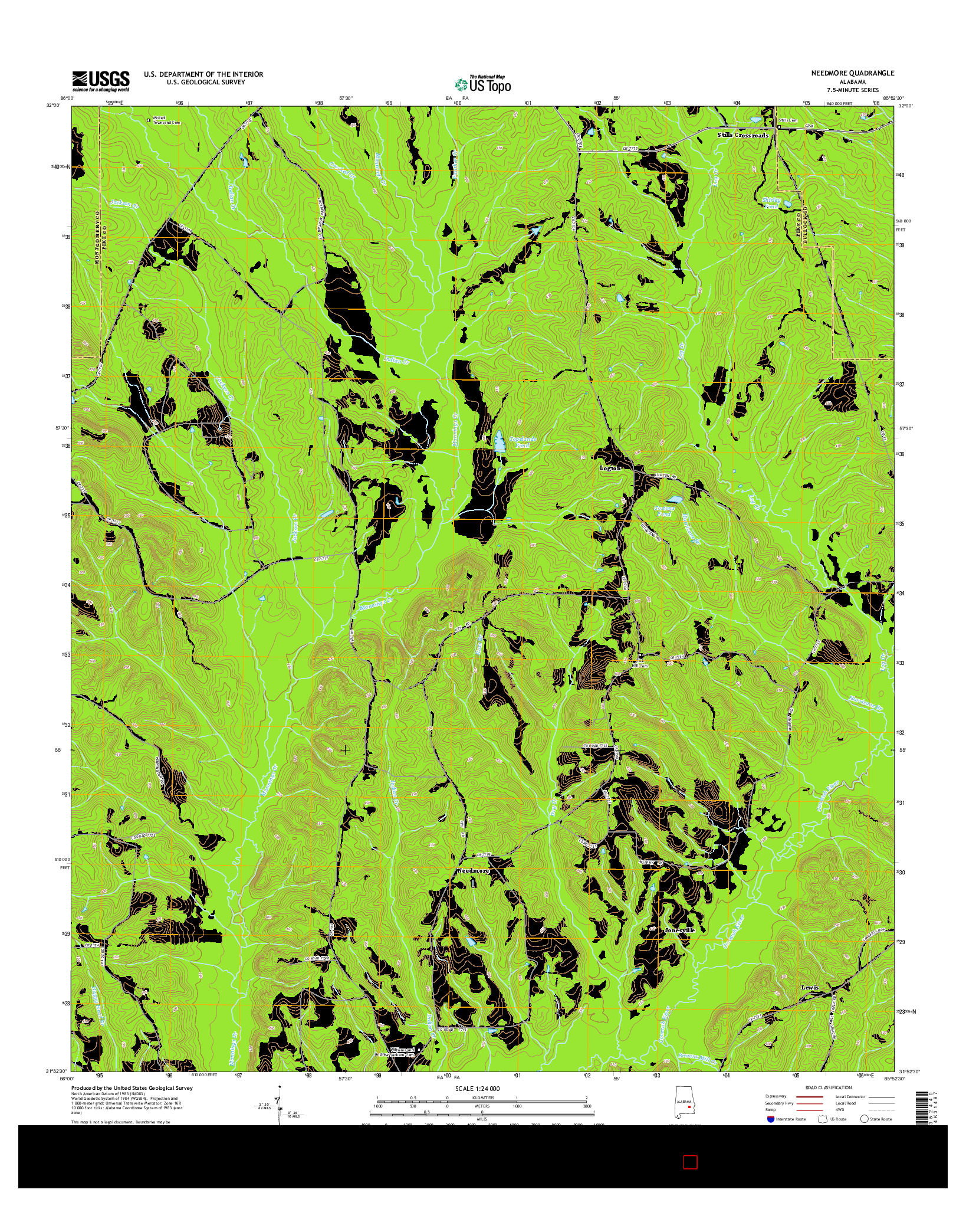 USGS US TOPO 7.5-MINUTE MAP FOR NEEDMORE, AL 2014