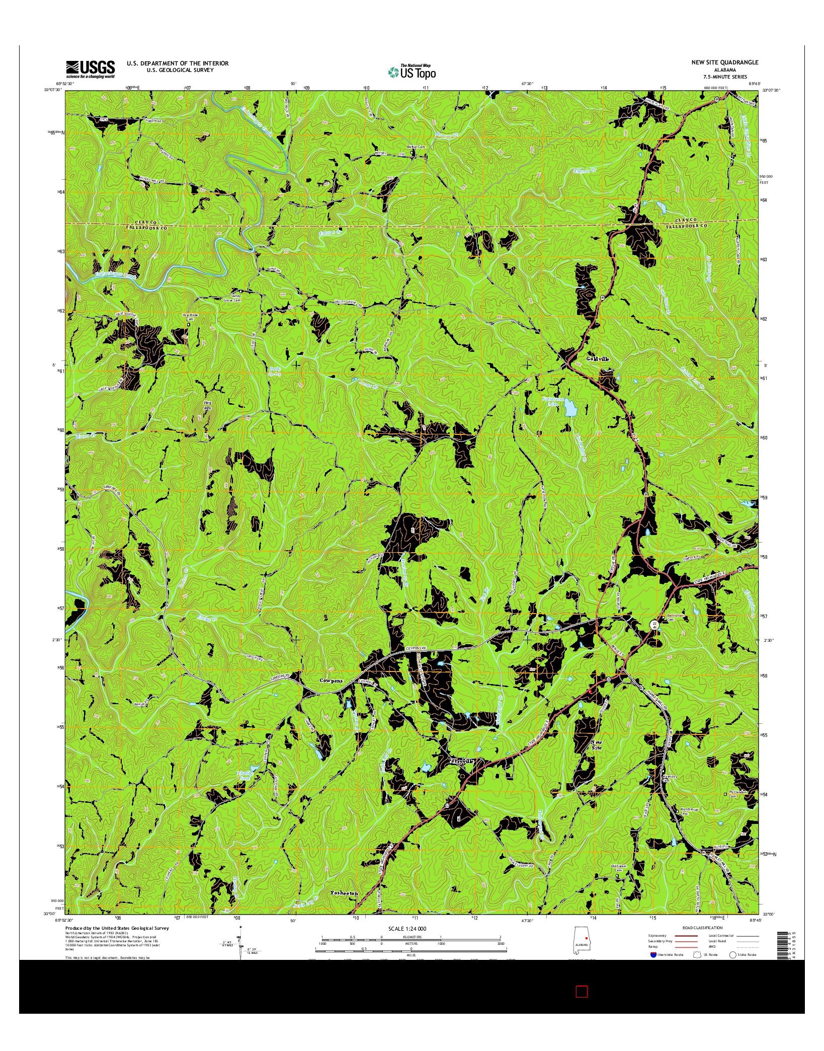 USGS US TOPO 7.5-MINUTE MAP FOR NEW SITE, AL 2014