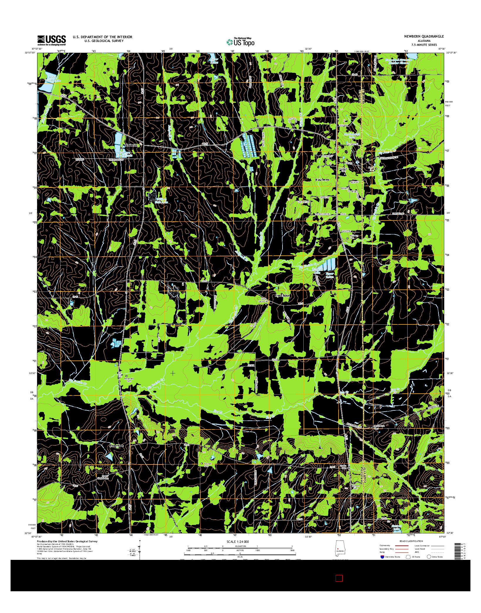 USGS US TOPO 7.5-MINUTE MAP FOR NEWBERN, AL 2014