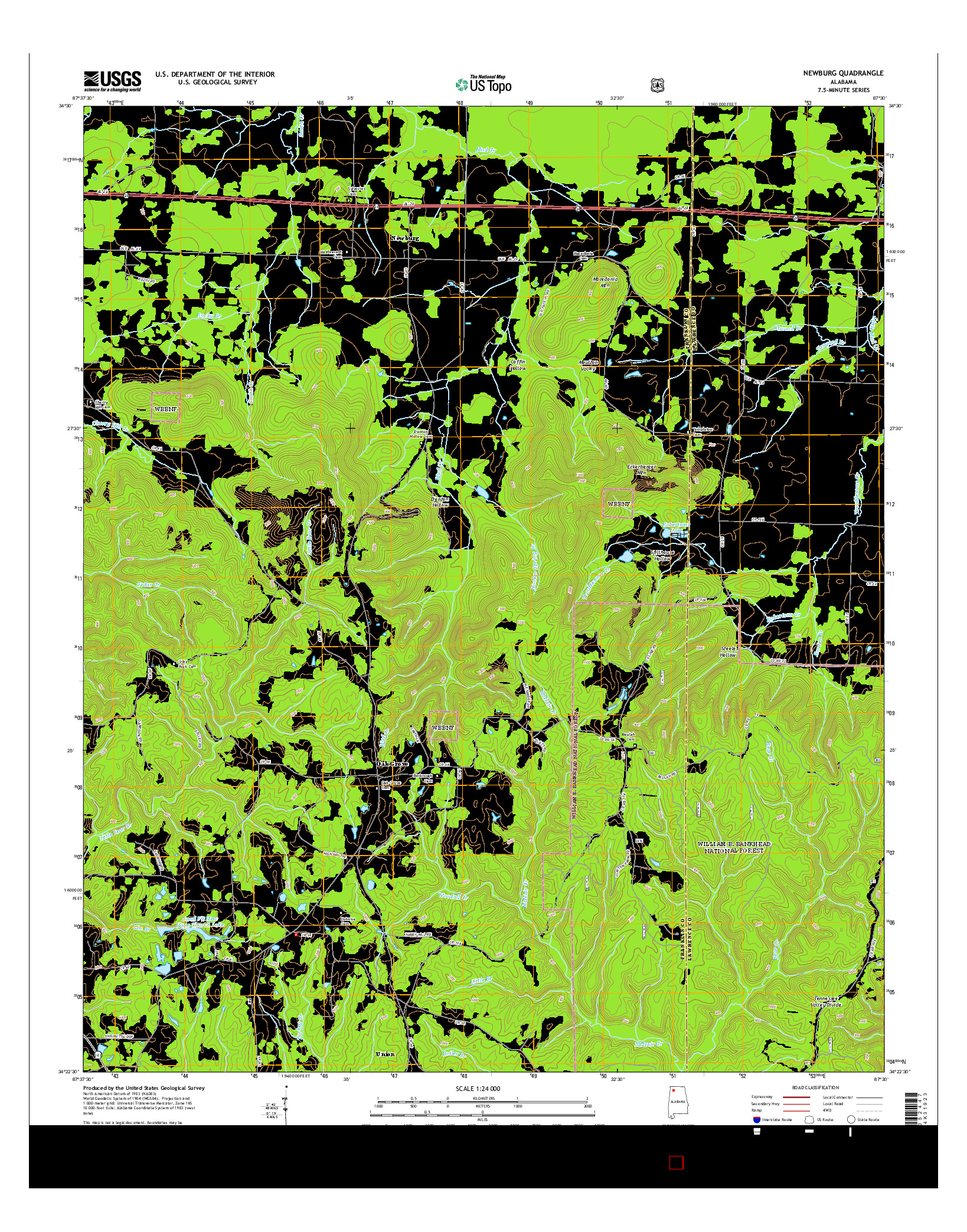 USGS US TOPO 7.5-MINUTE MAP FOR NEWBURG, AL 2014