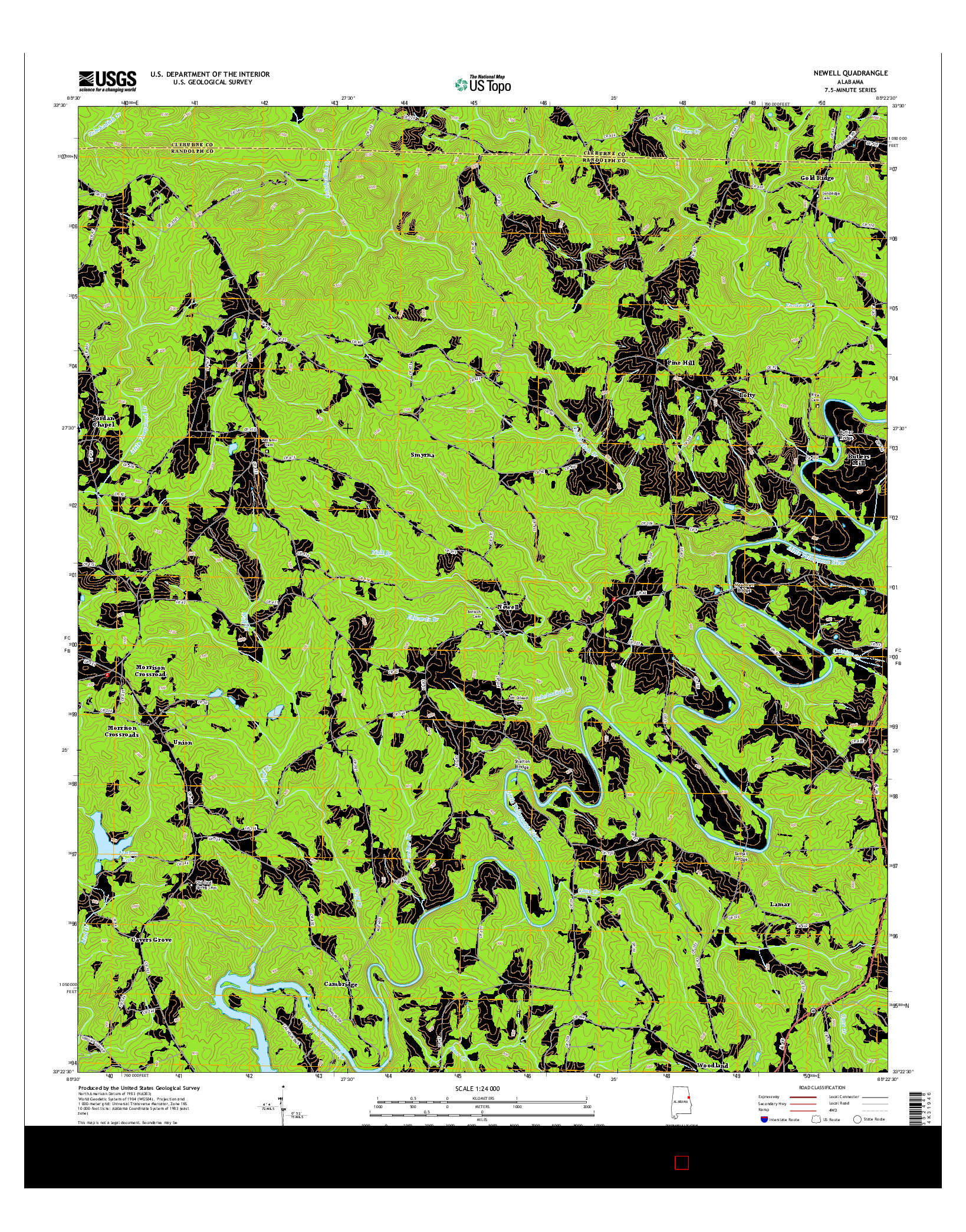 USGS US TOPO 7.5-MINUTE MAP FOR NEWELL, AL 2014