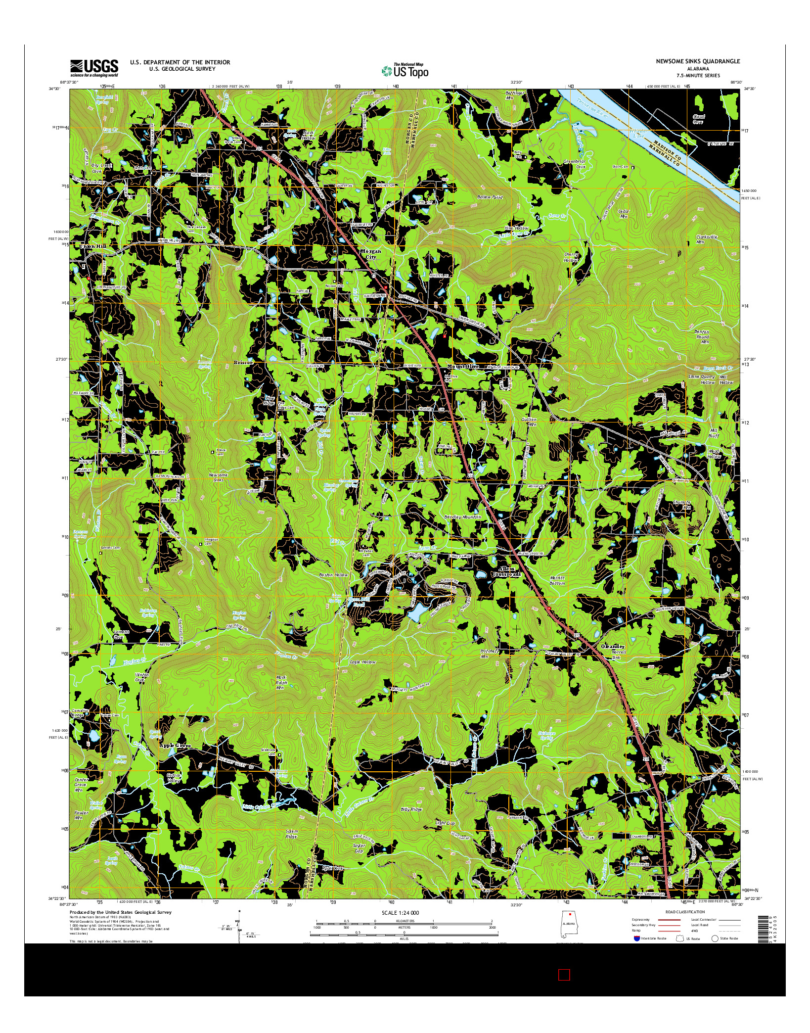 USGS US TOPO 7.5-MINUTE MAP FOR NEWSOME SINKS, AL 2014