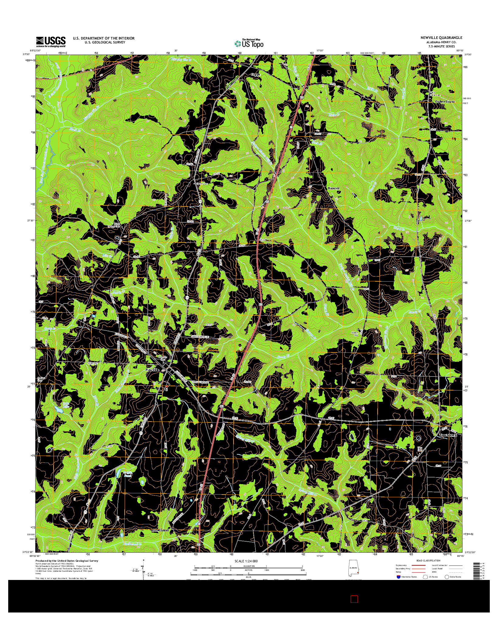 USGS US TOPO 7.5-MINUTE MAP FOR NEWVILLE, AL 2014