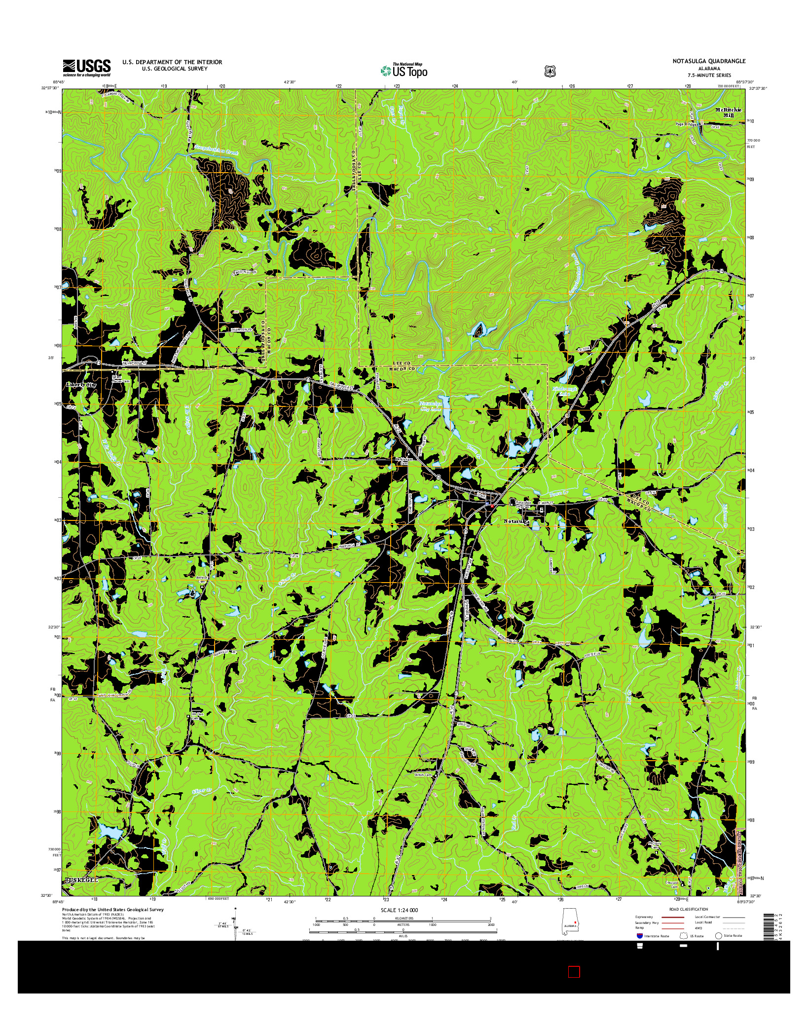 USGS US TOPO 7.5-MINUTE MAP FOR NOTASULGA, AL 2014