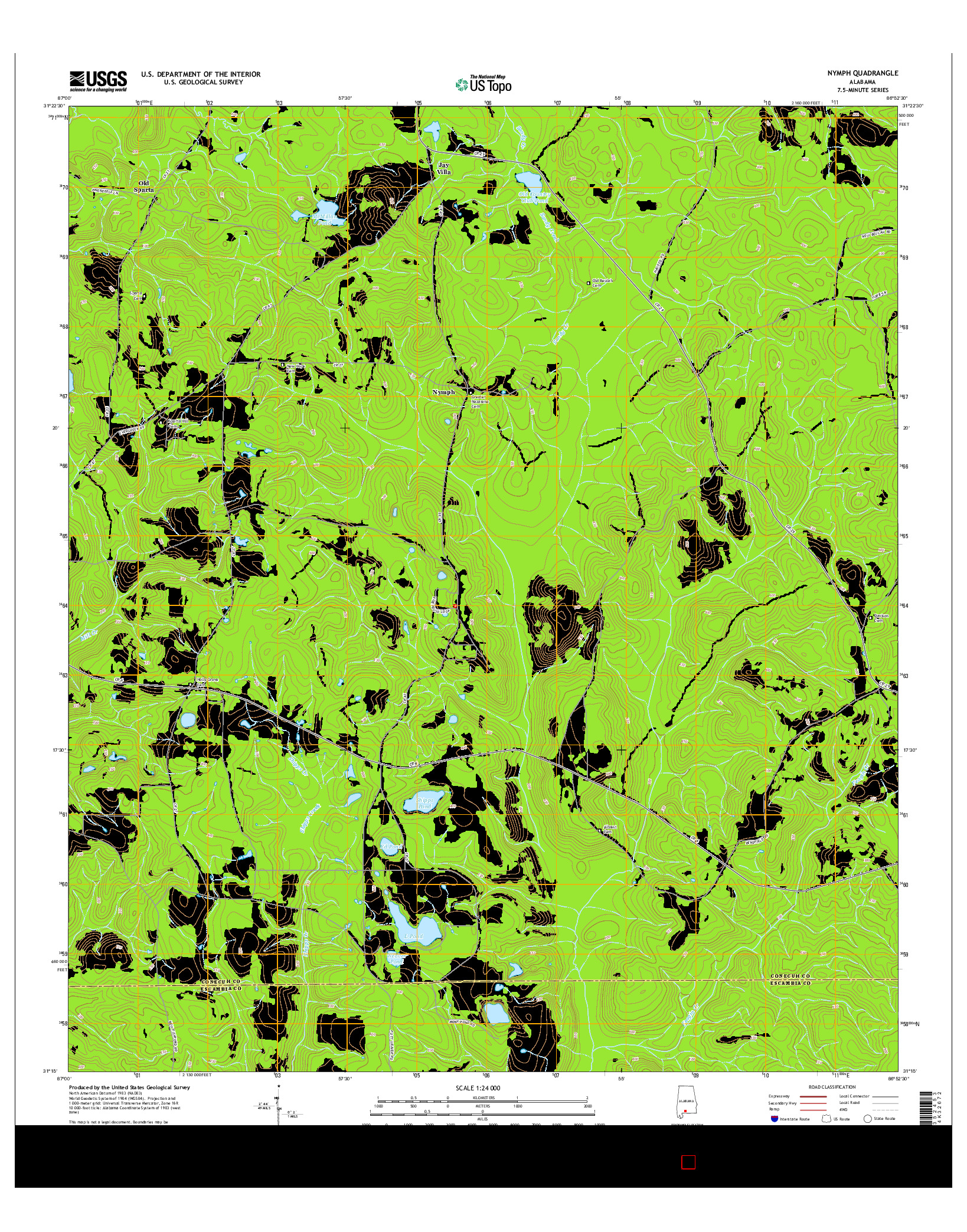 USGS US TOPO 7.5-MINUTE MAP FOR NYMPH, AL 2014