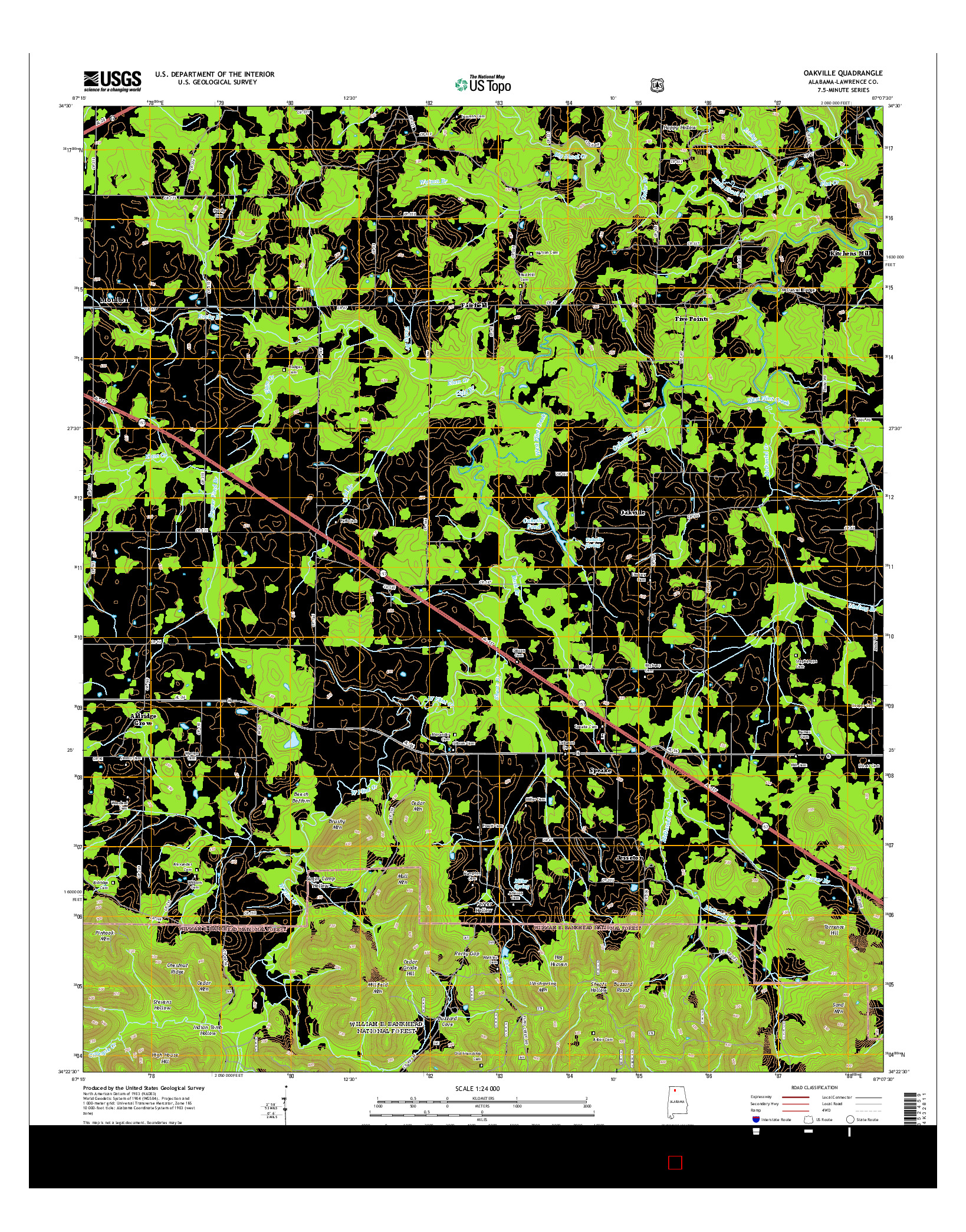 USGS US TOPO 7.5-MINUTE MAP FOR OAKVILLE, AL 2014