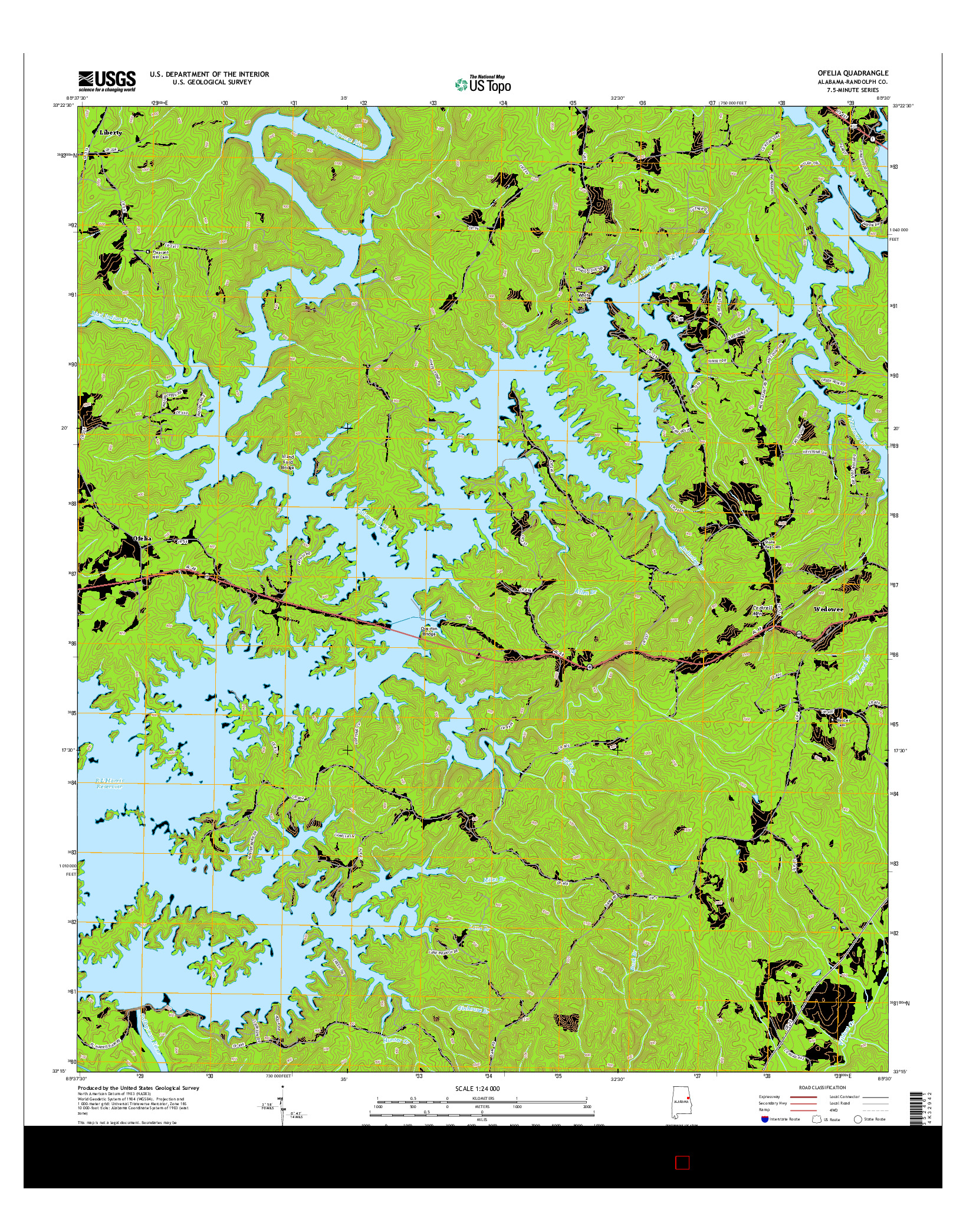 USGS US TOPO 7.5-MINUTE MAP FOR OFELIA, AL 2014