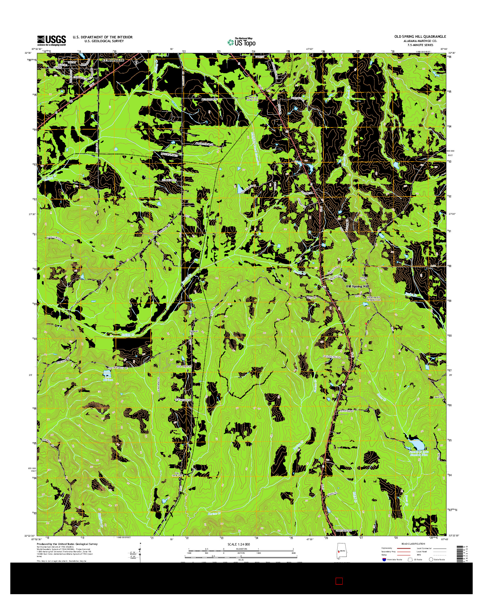 USGS US TOPO 7.5-MINUTE MAP FOR OLD SPRING HILL, AL 2014