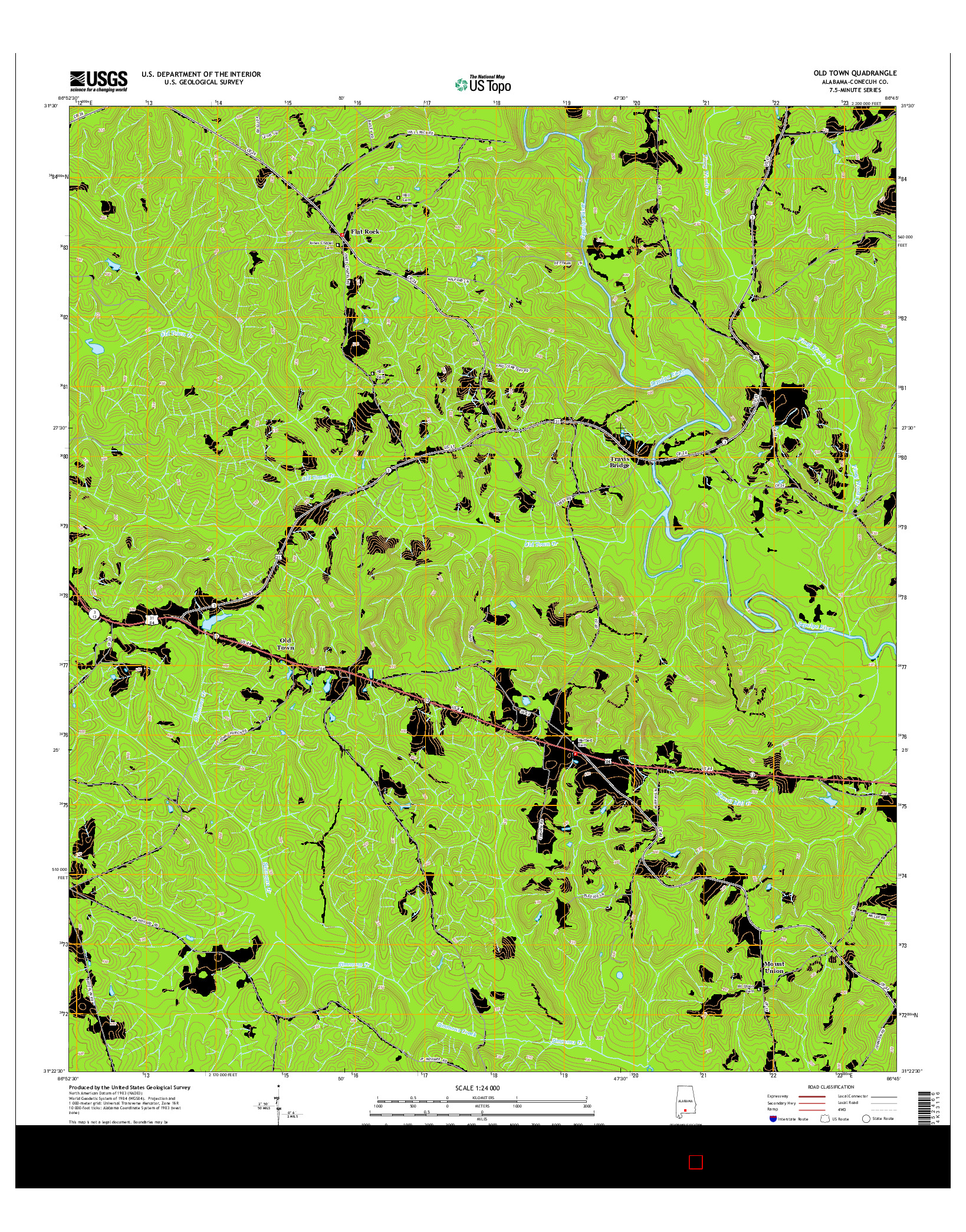 USGS US TOPO 7.5-MINUTE MAP FOR OLD TOWN, AL 2014