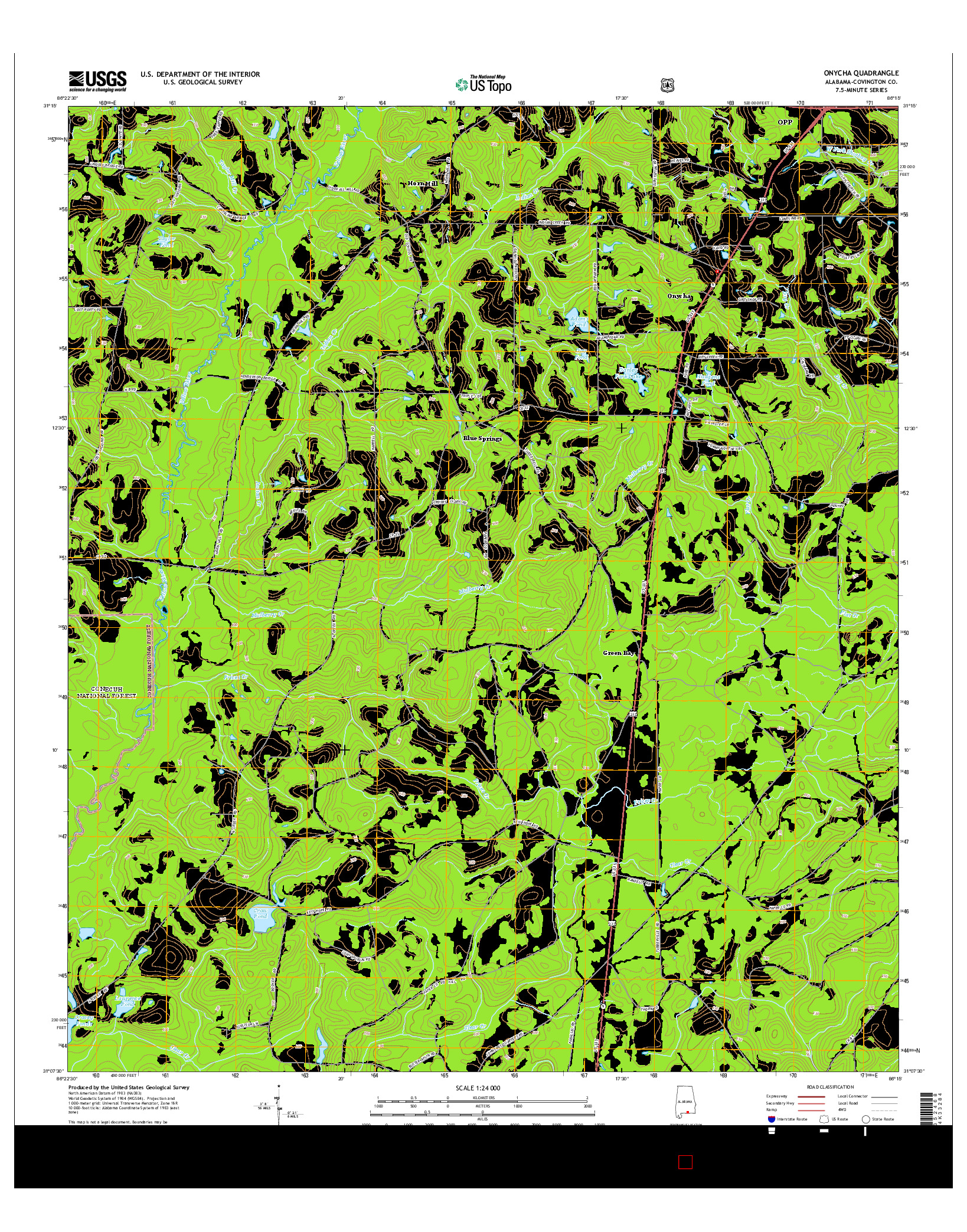 USGS US TOPO 7.5-MINUTE MAP FOR ONYCHA, AL 2014