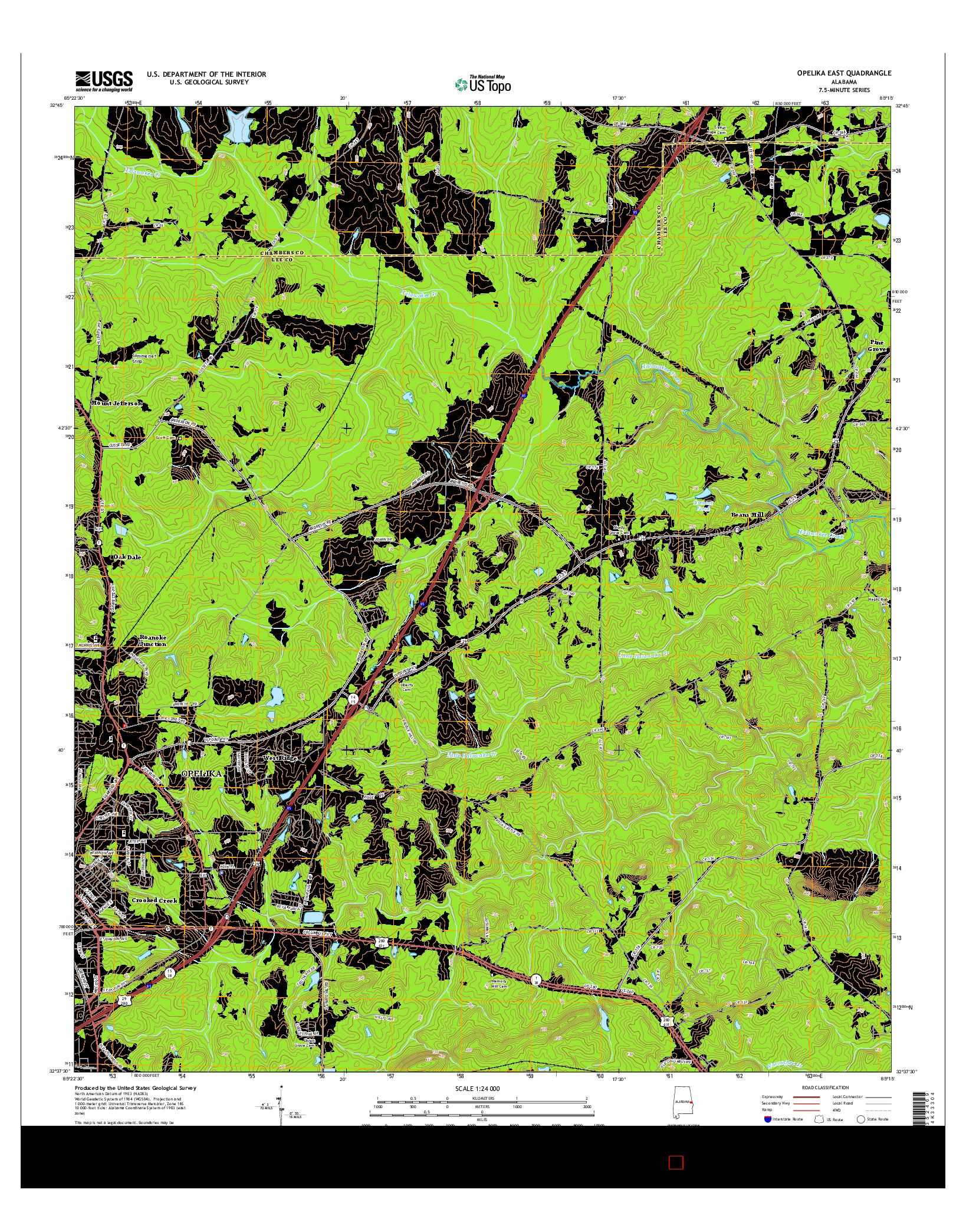 USGS US TOPO 7.5-MINUTE MAP FOR OPELIKA EAST, AL 2014