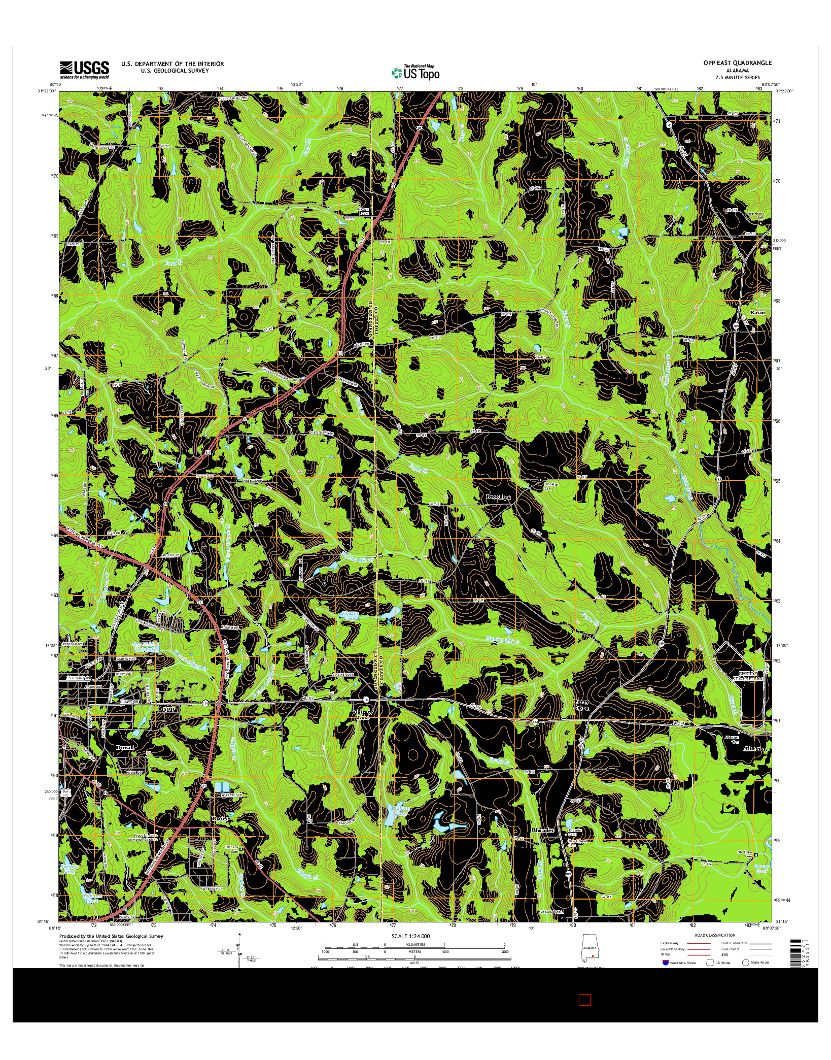 USGS US TOPO 7.5-MINUTE MAP FOR OPP EAST, AL 2014