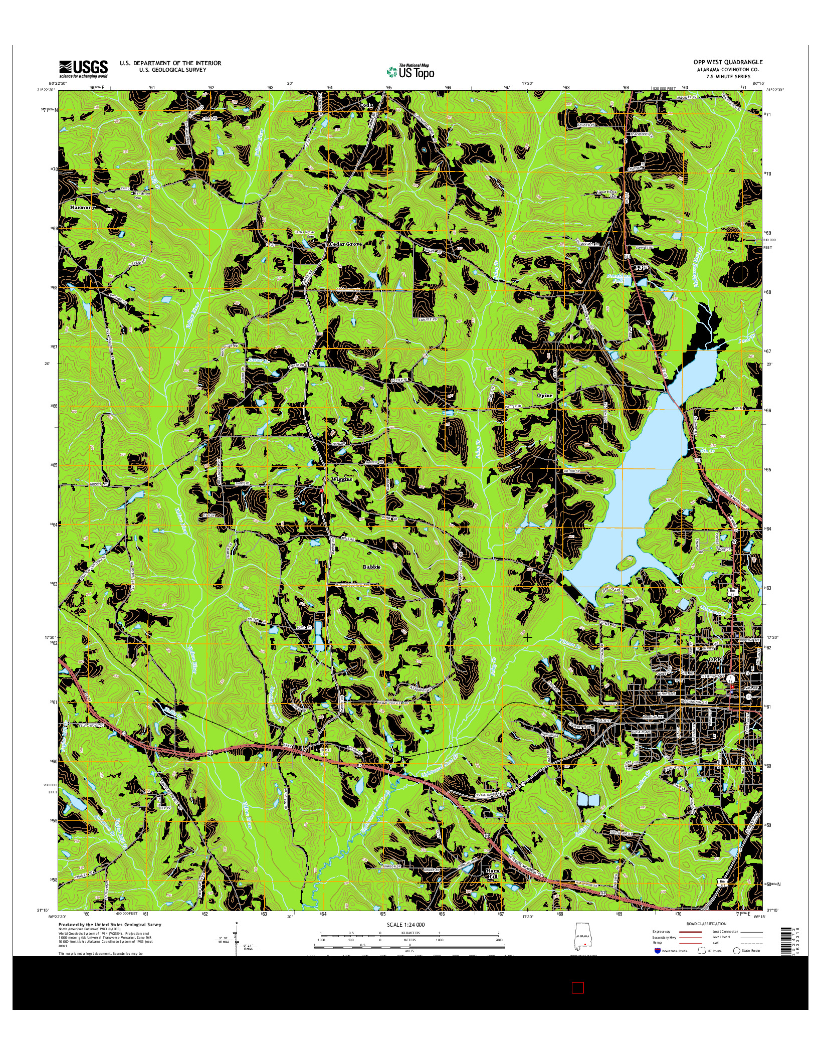 USGS US TOPO 7.5-MINUTE MAP FOR OPP WEST, AL 2014