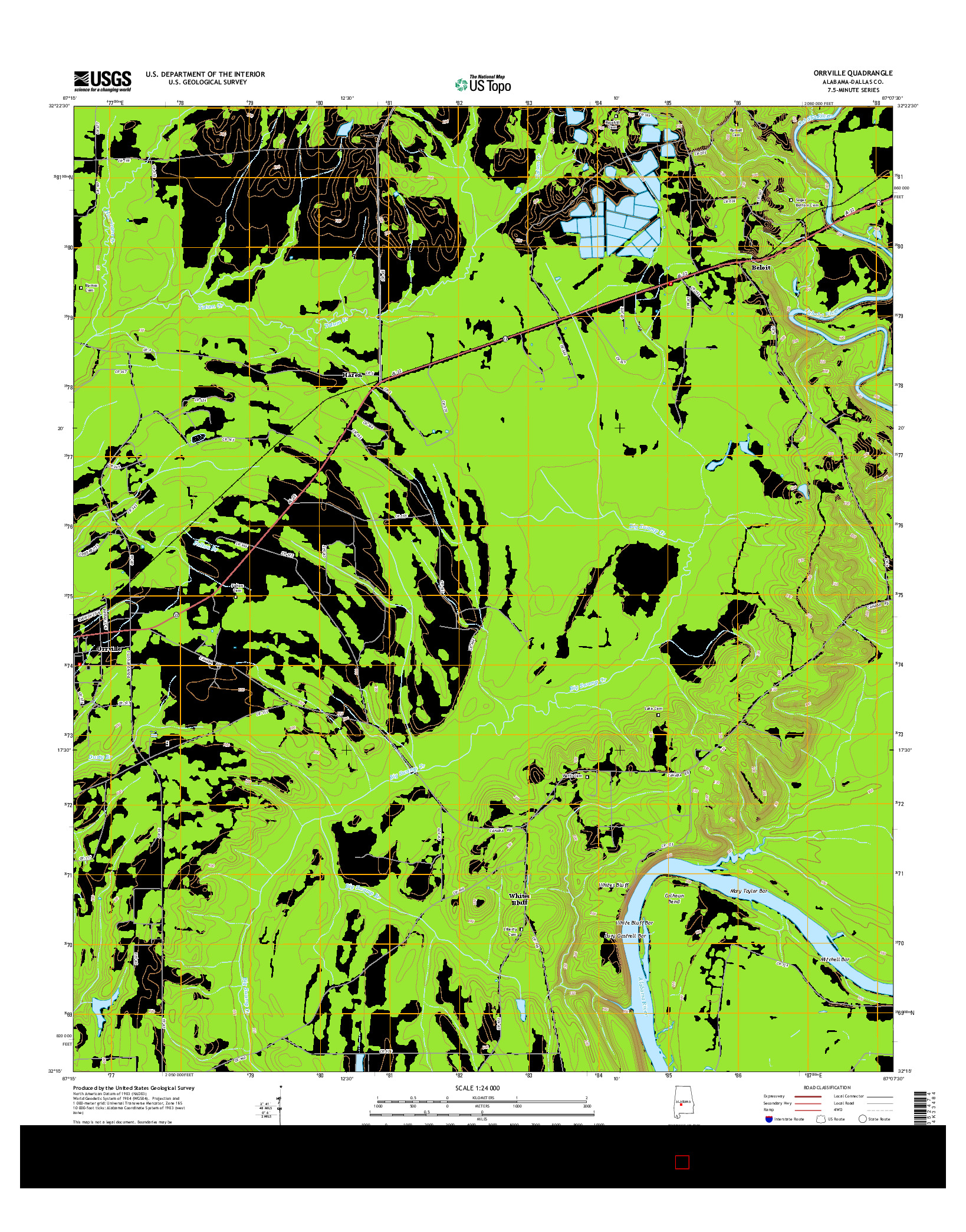 USGS US TOPO 7.5-MINUTE MAP FOR ORRVILLE, AL 2014