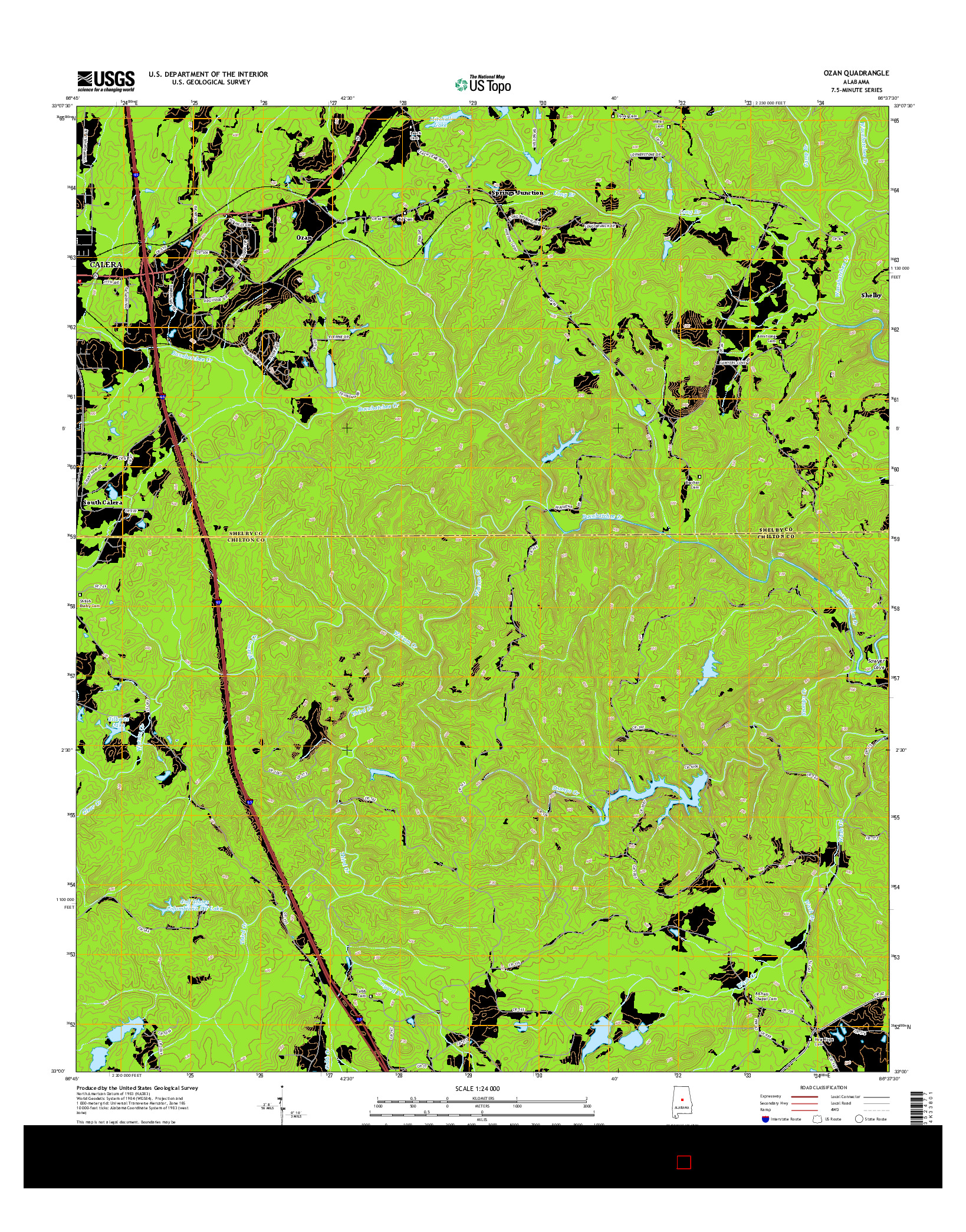 USGS US TOPO 7.5-MINUTE MAP FOR OZAN, AL 2014