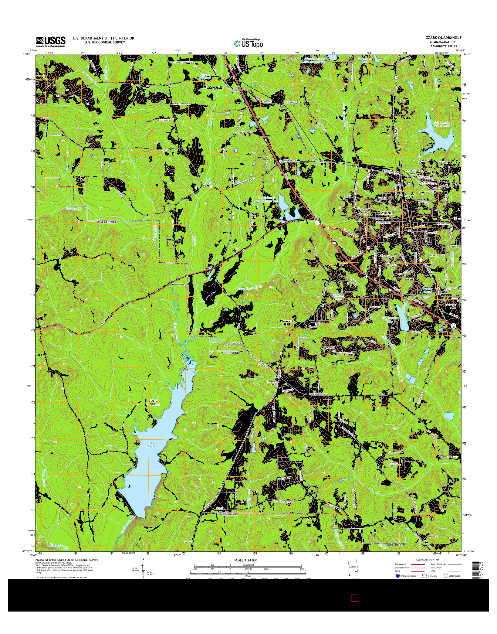 USGS US TOPO 7.5-MINUTE MAP FOR OZARK, AL 2014