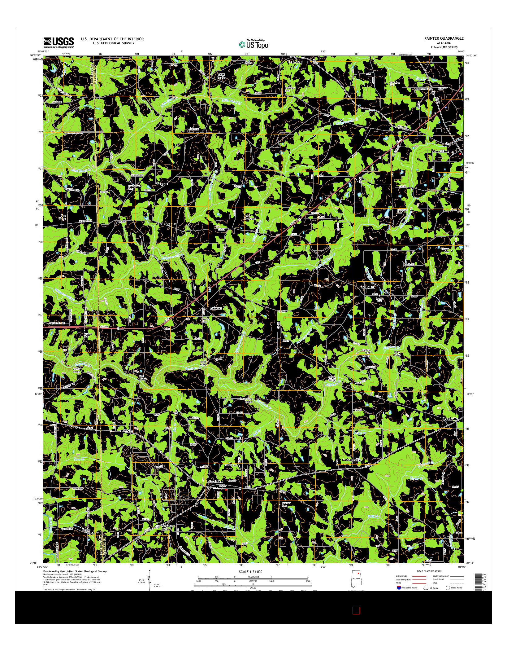 USGS US TOPO 7.5-MINUTE MAP FOR PAINTER, AL 2014