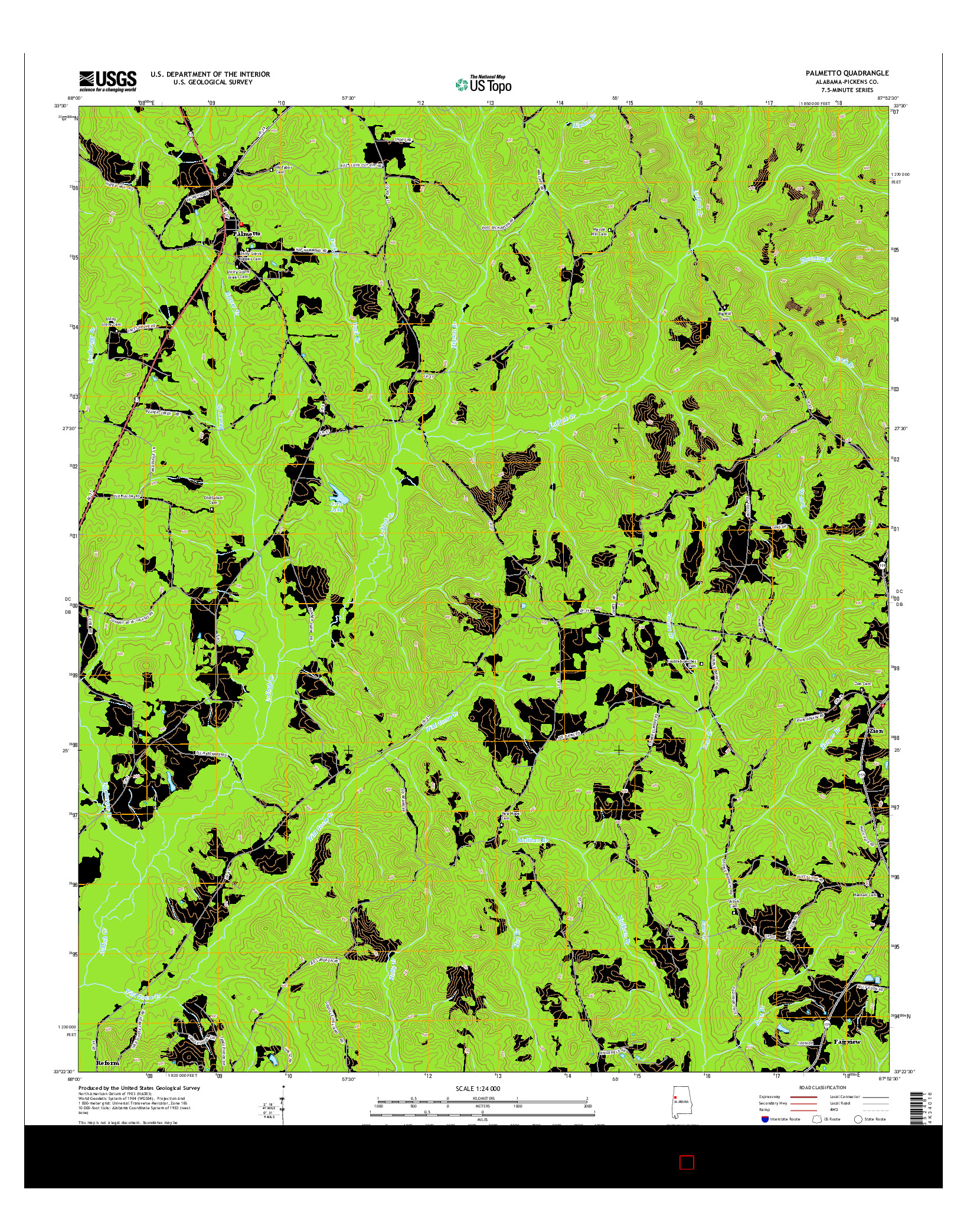USGS US TOPO 7.5-MINUTE MAP FOR PALMETTO, AL 2014