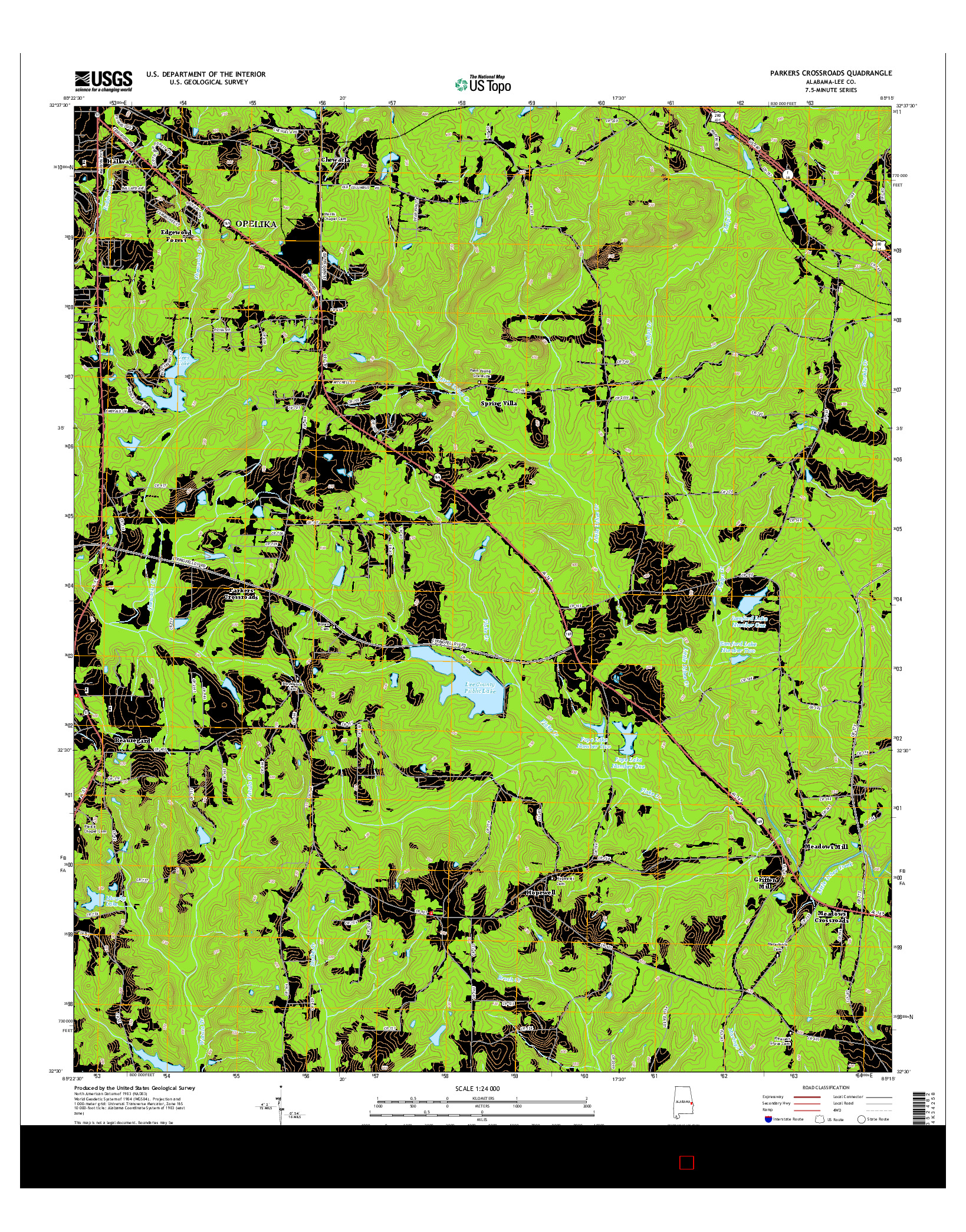 USGS US TOPO 7.5-MINUTE MAP FOR PARKERS CROSSROADS, AL 2014