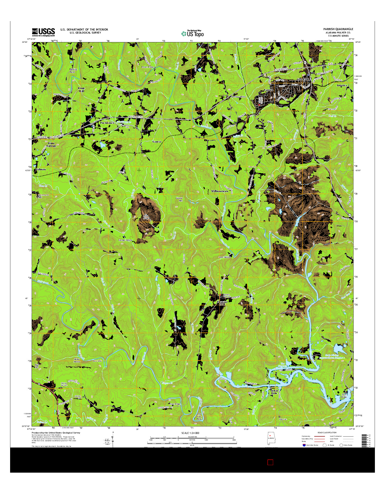 USGS US TOPO 7.5-MINUTE MAP FOR PARRISH, AL 2014