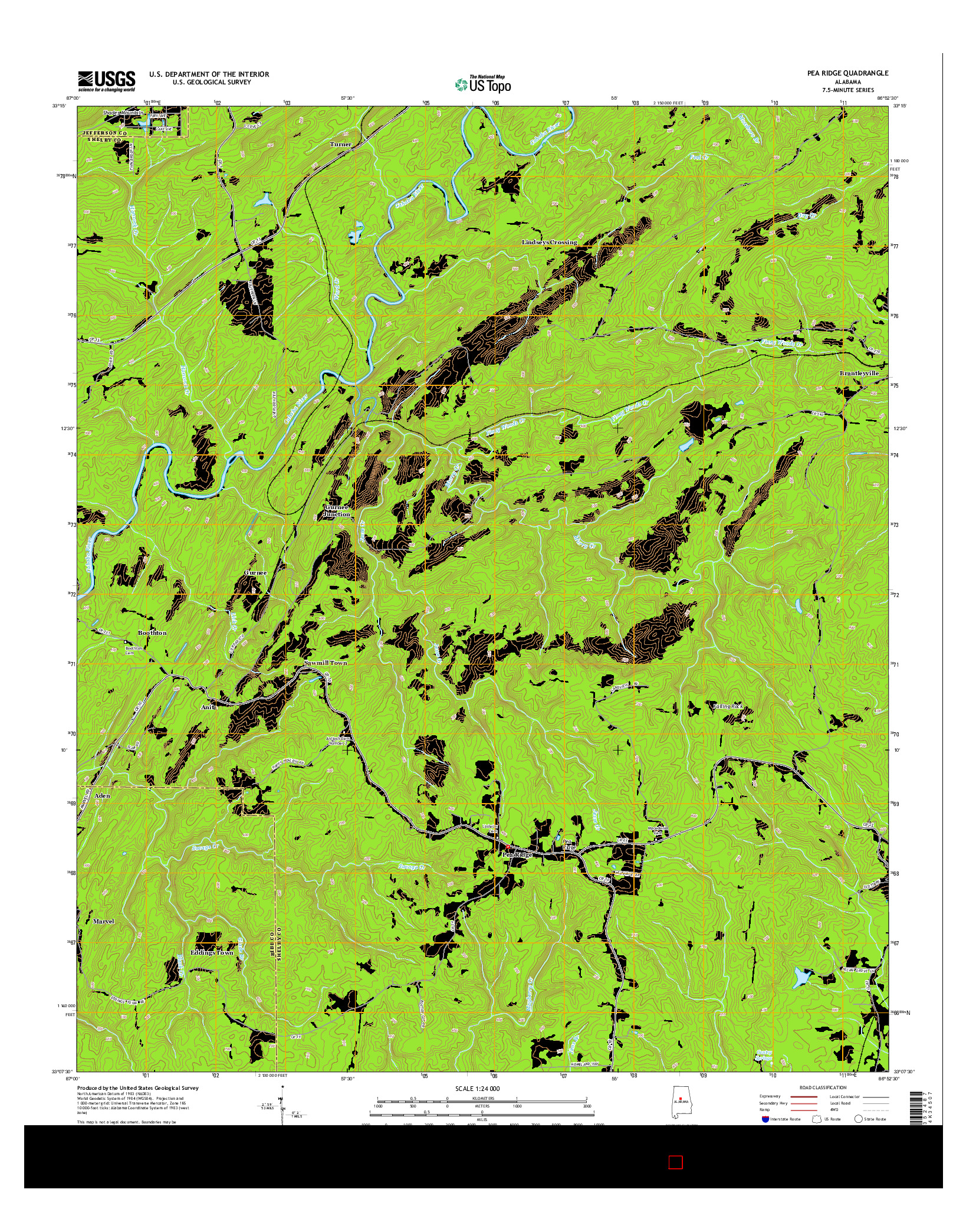 USGS US TOPO 7.5-MINUTE MAP FOR PEA RIDGE, AL 2014