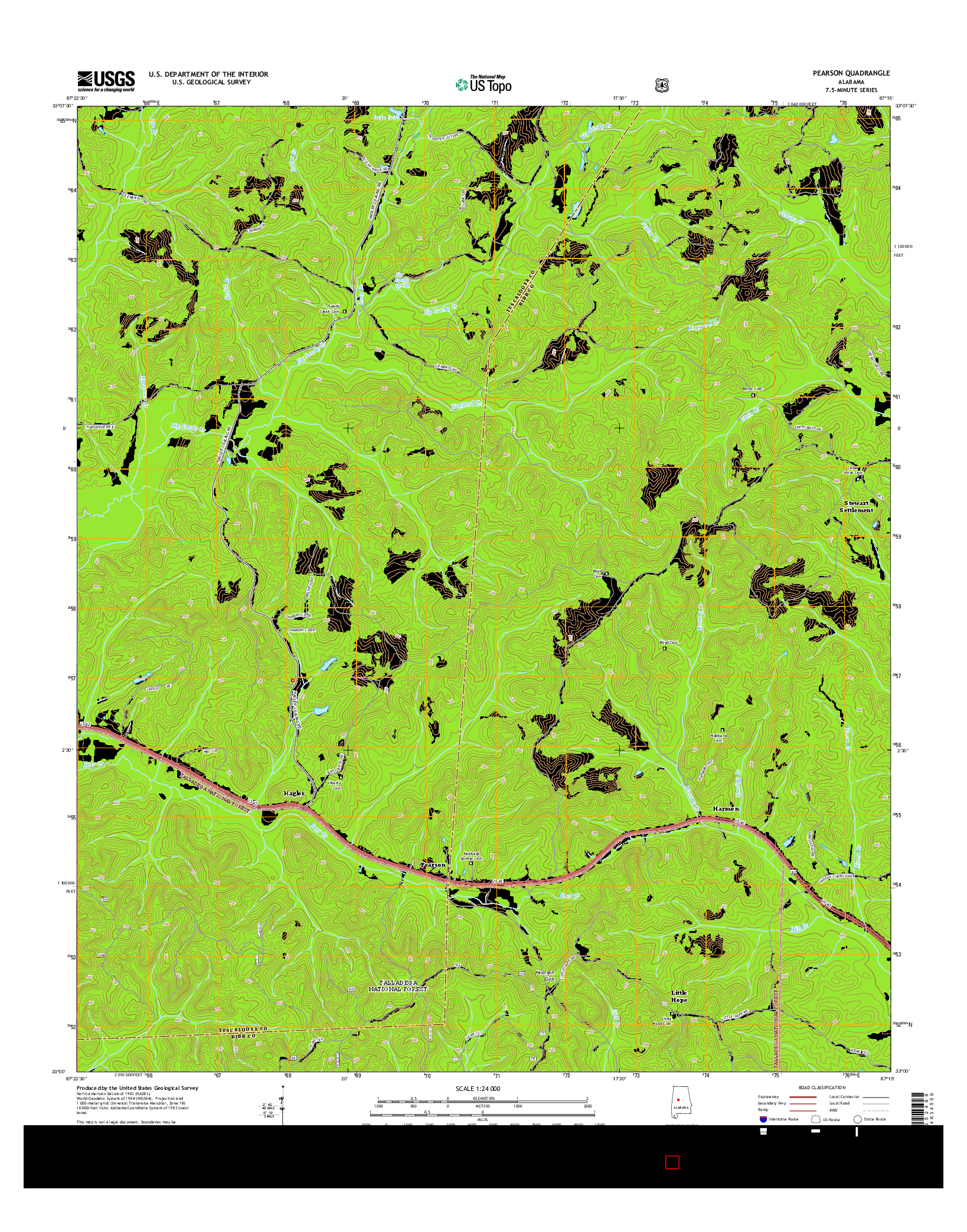 USGS US TOPO 7.5-MINUTE MAP FOR PEARSON, AL 2014