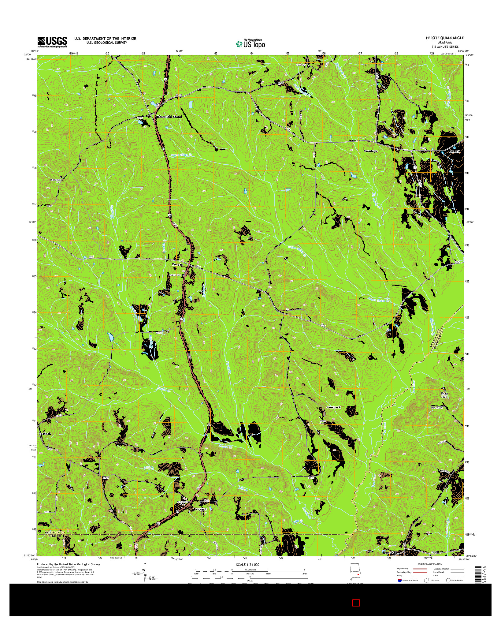 USGS US TOPO 7.5-MINUTE MAP FOR PEROTE, AL 2014