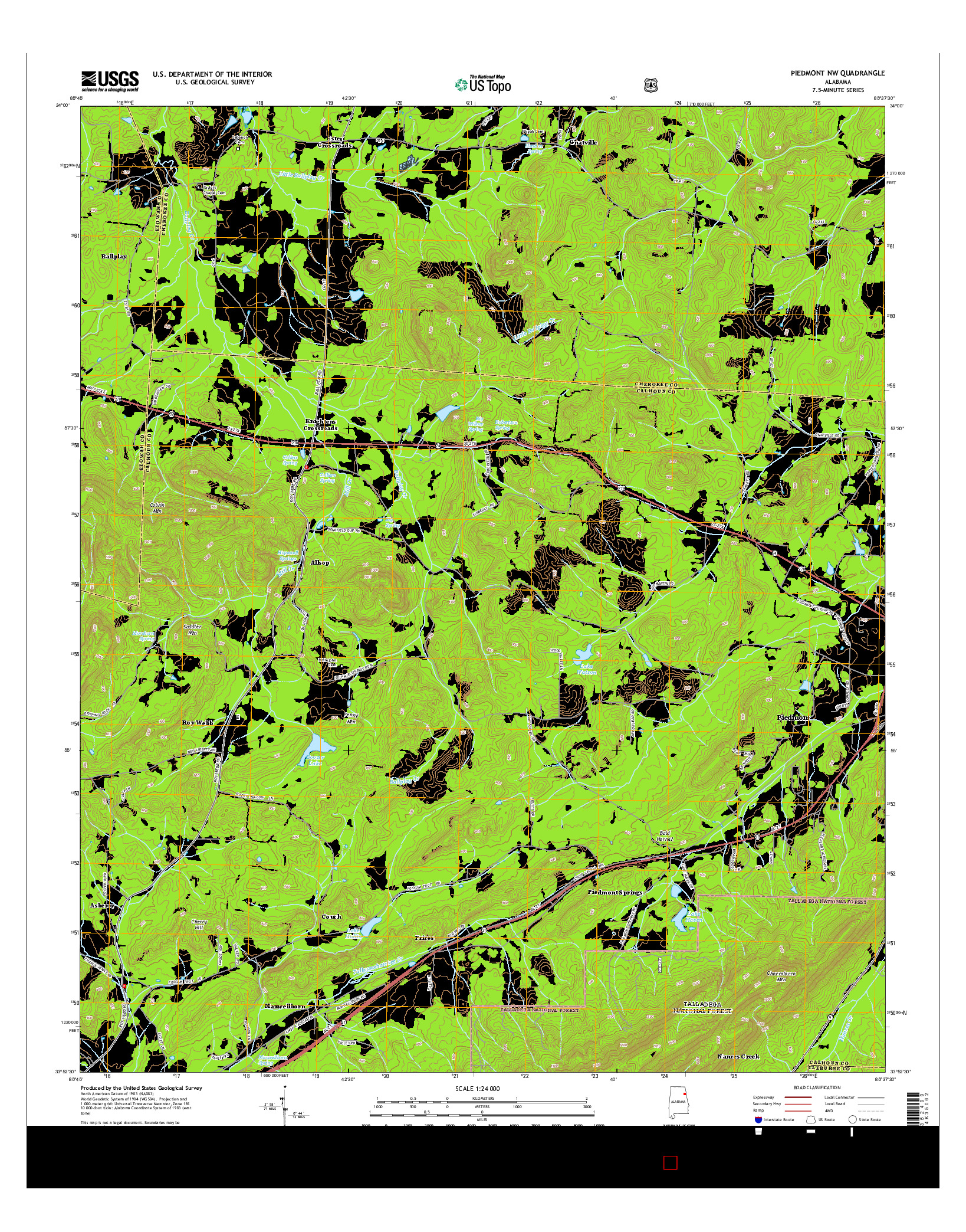 USGS US TOPO 7.5-MINUTE MAP FOR PIEDMONT NW, AL 2014