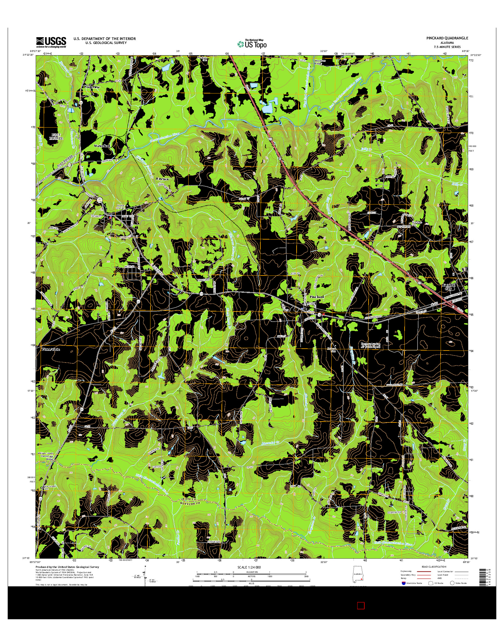 USGS US TOPO 7.5-MINUTE MAP FOR PINCKARD, AL 2014