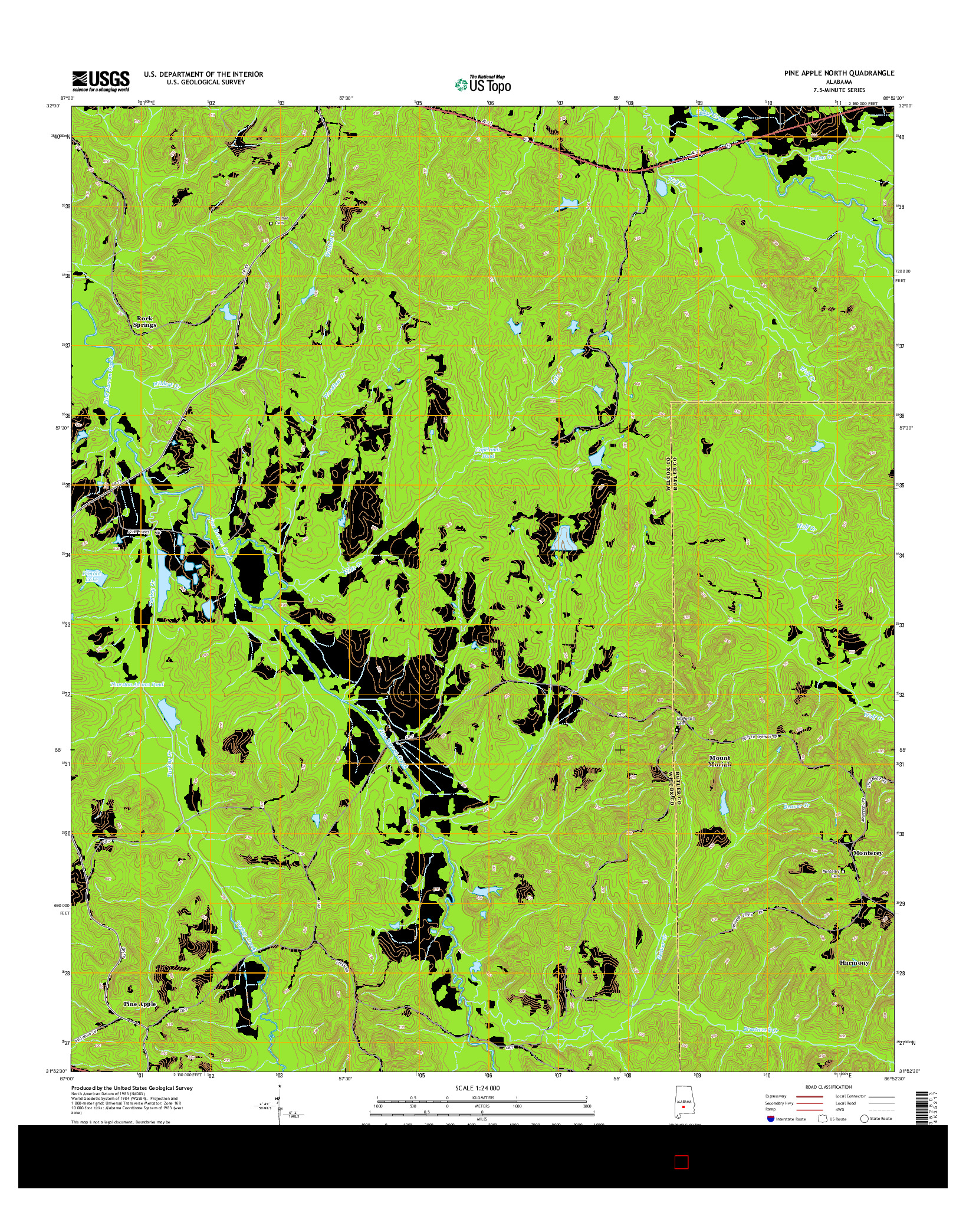 USGS US TOPO 7.5-MINUTE MAP FOR PINE APPLE NORTH, AL 2014