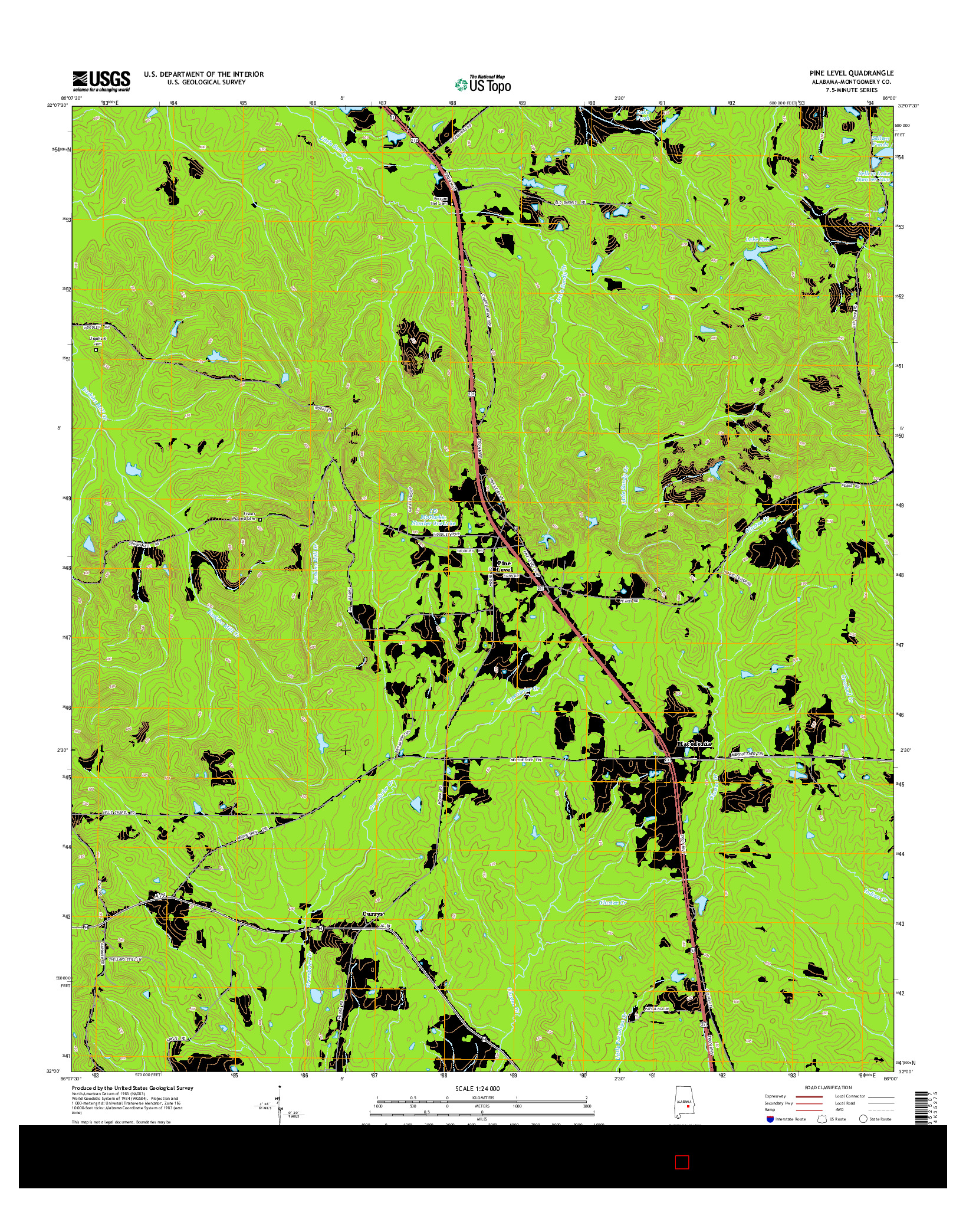 USGS US TOPO 7.5-MINUTE MAP FOR PINE LEVEL, AL 2014