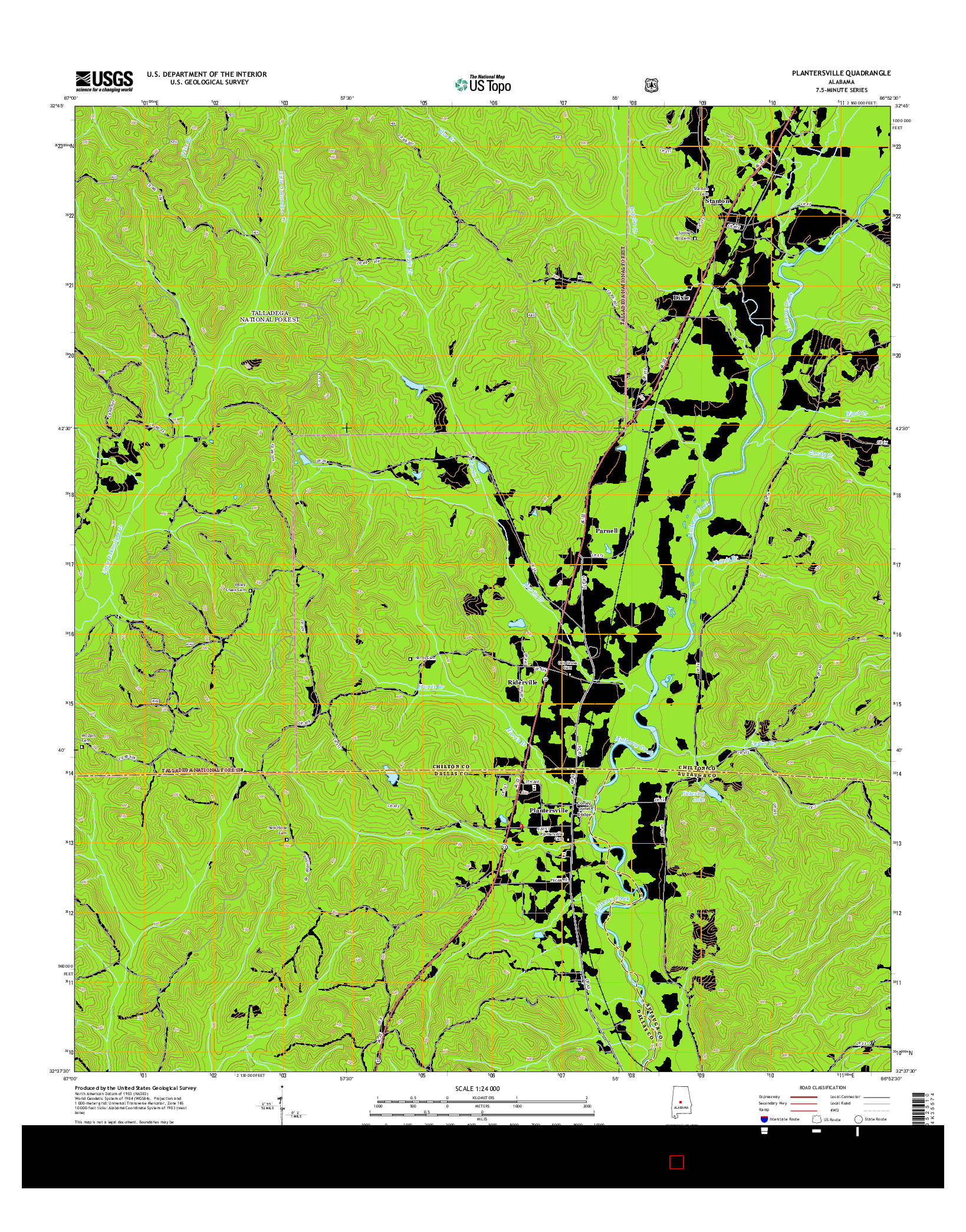 USGS US TOPO 7.5-MINUTE MAP FOR PLANTERSVILLE, AL 2014