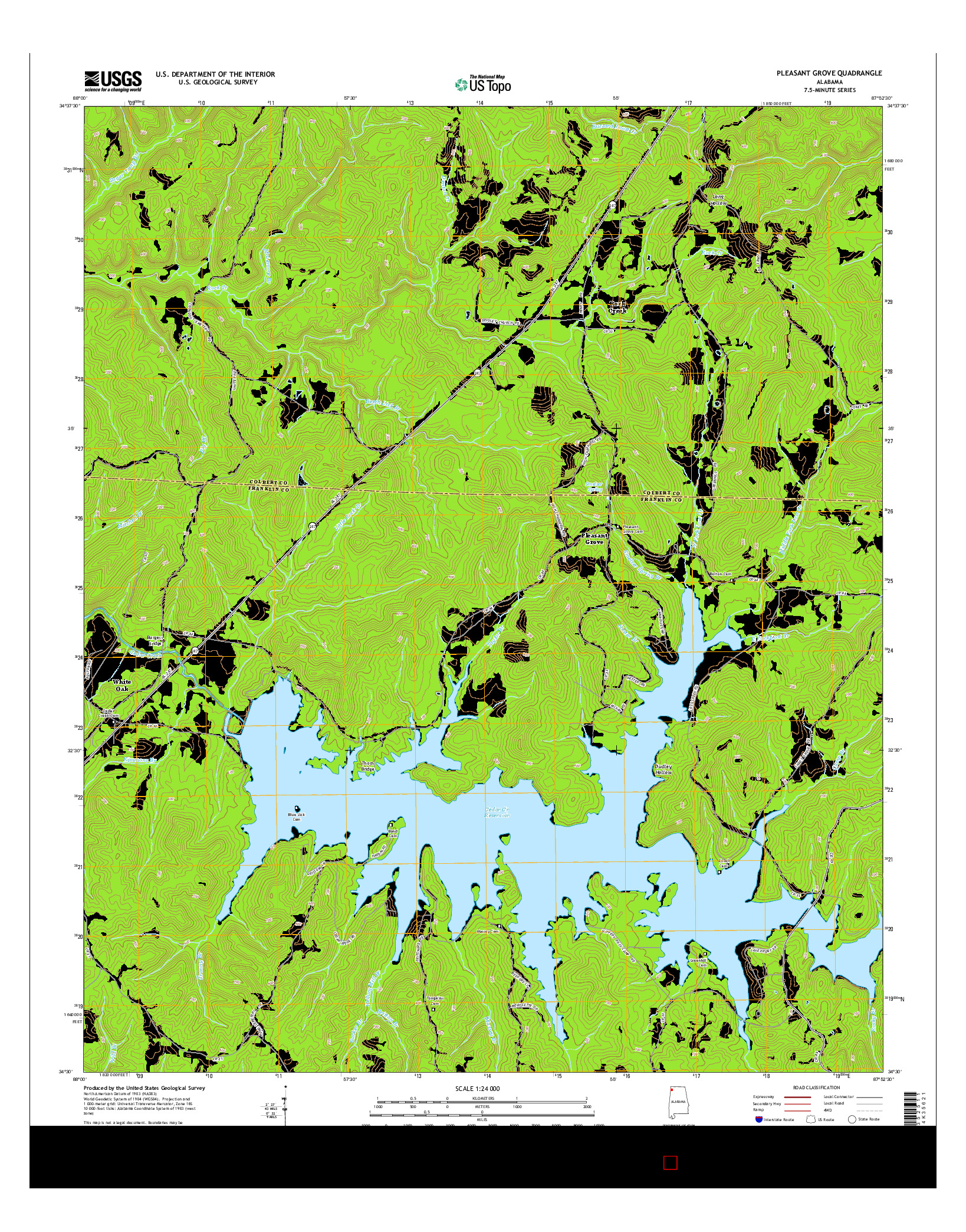 USGS US TOPO 7.5-MINUTE MAP FOR PLEASANT GROVE, AL 2014