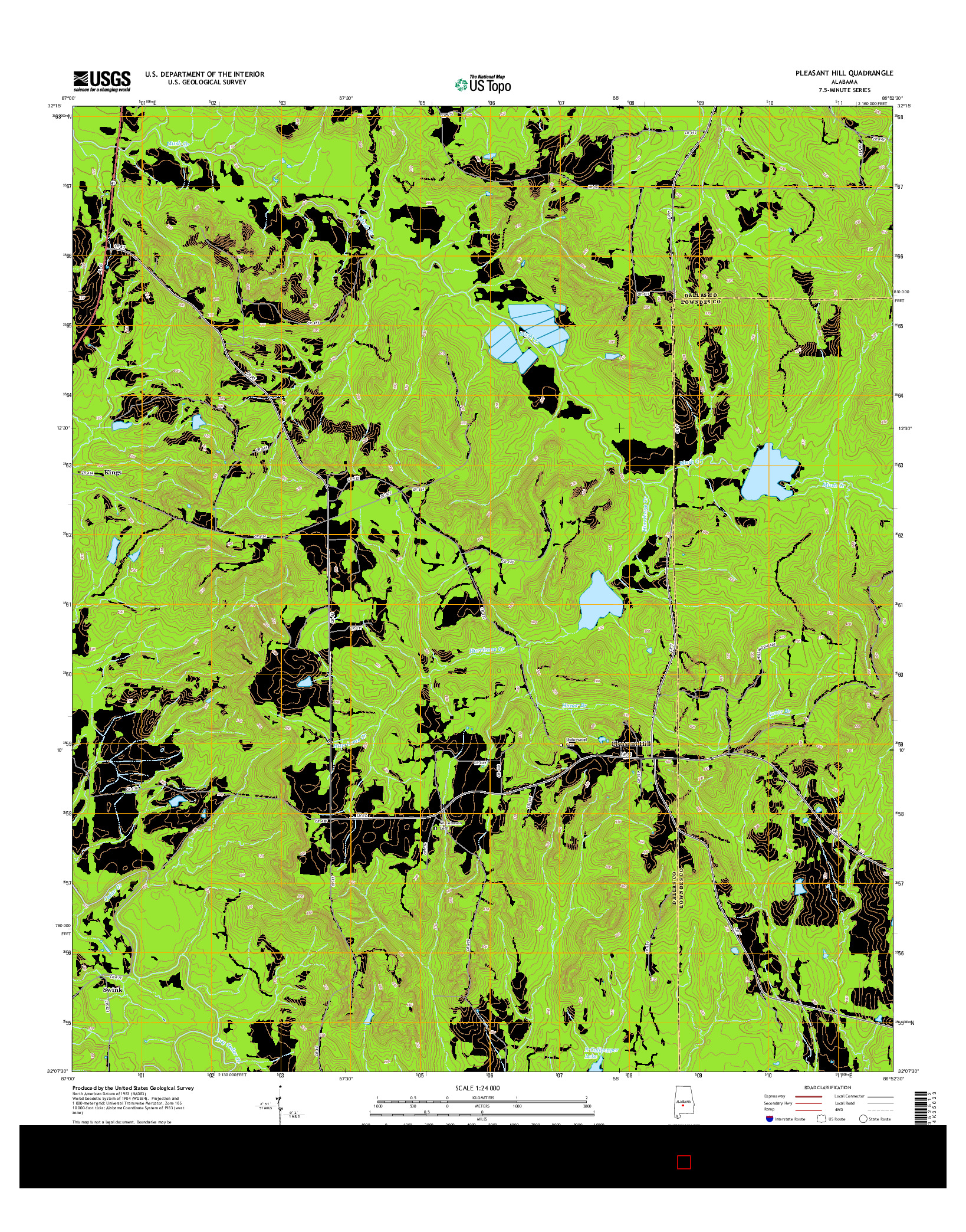 USGS US TOPO 7.5-MINUTE MAP FOR PLEASANT HILL, AL 2014