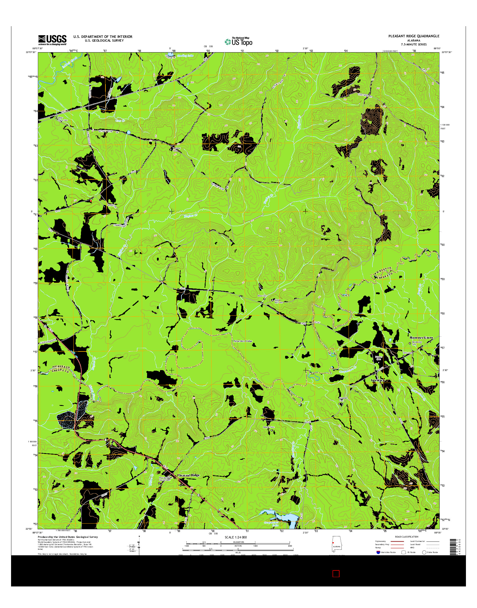 USGS US TOPO 7.5-MINUTE MAP FOR PLEASANT RIDGE, AL 2014