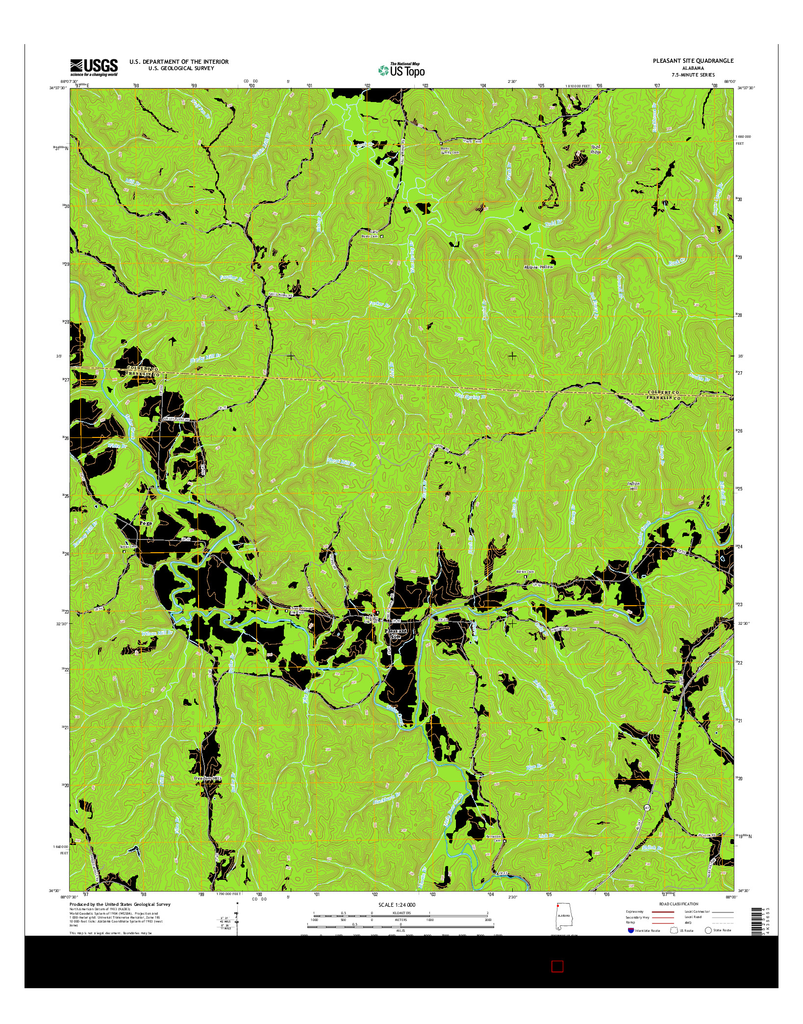 USGS US TOPO 7.5-MINUTE MAP FOR PLEASANT SITE, AL 2014