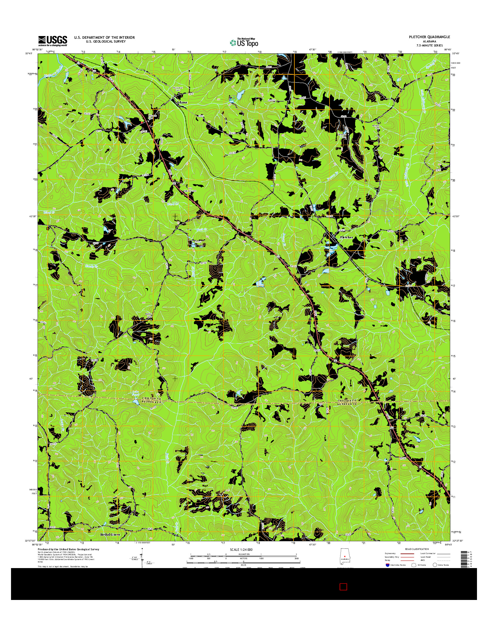 USGS US TOPO 7.5-MINUTE MAP FOR PLETCHER, AL 2014