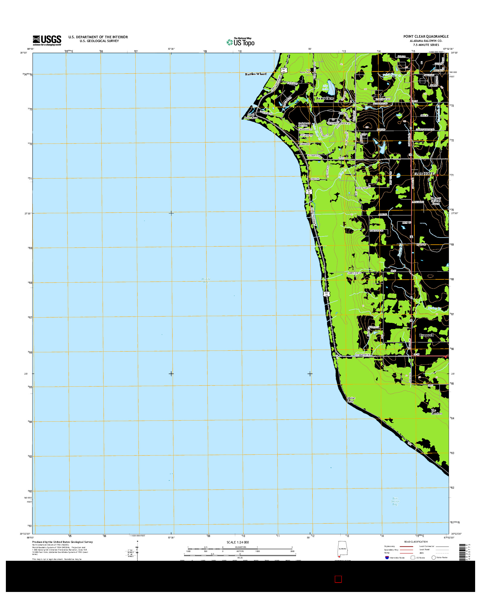 USGS US TOPO 7.5-MINUTE MAP FOR POINT CLEAR, AL 2014