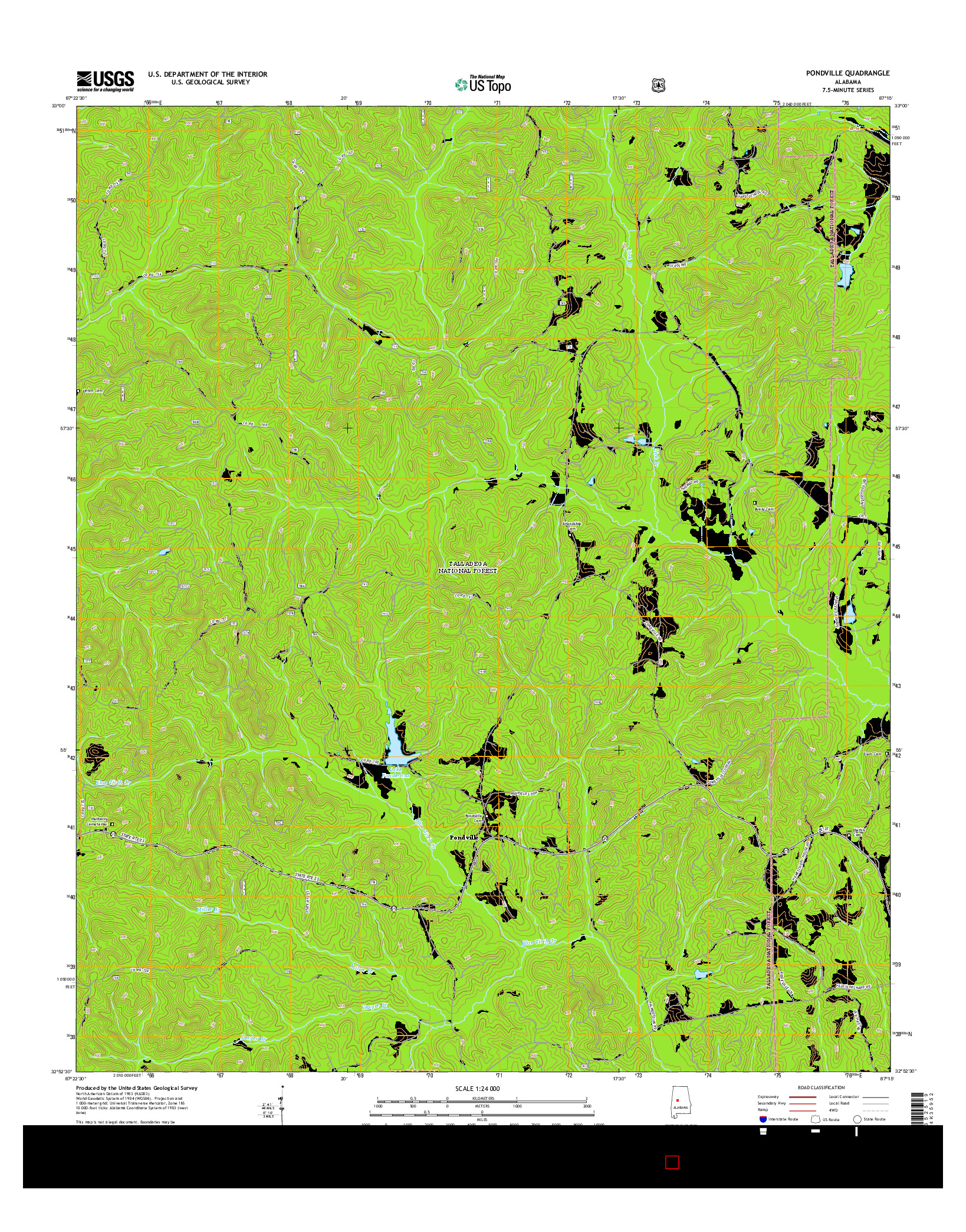 USGS US TOPO 7.5-MINUTE MAP FOR PONDVILLE, AL 2014
