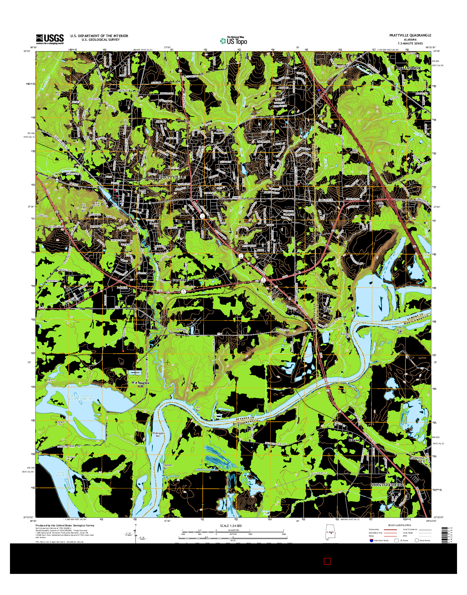 USGS US TOPO 7.5-MINUTE MAP FOR PRATTVILLE, AL 2014