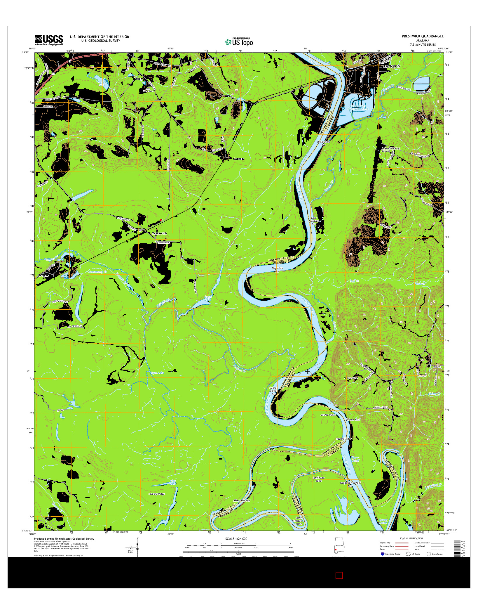 USGS US TOPO 7.5-MINUTE MAP FOR PRESTWICK, AL 2014