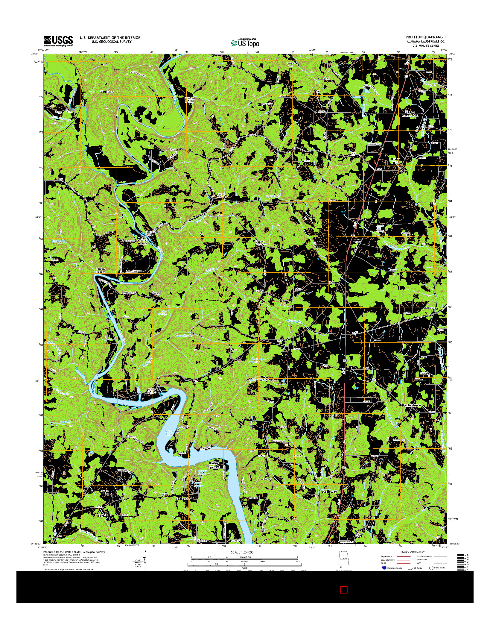 USGS US TOPO 7.5-MINUTE MAP FOR PRUITTON, AL 2014